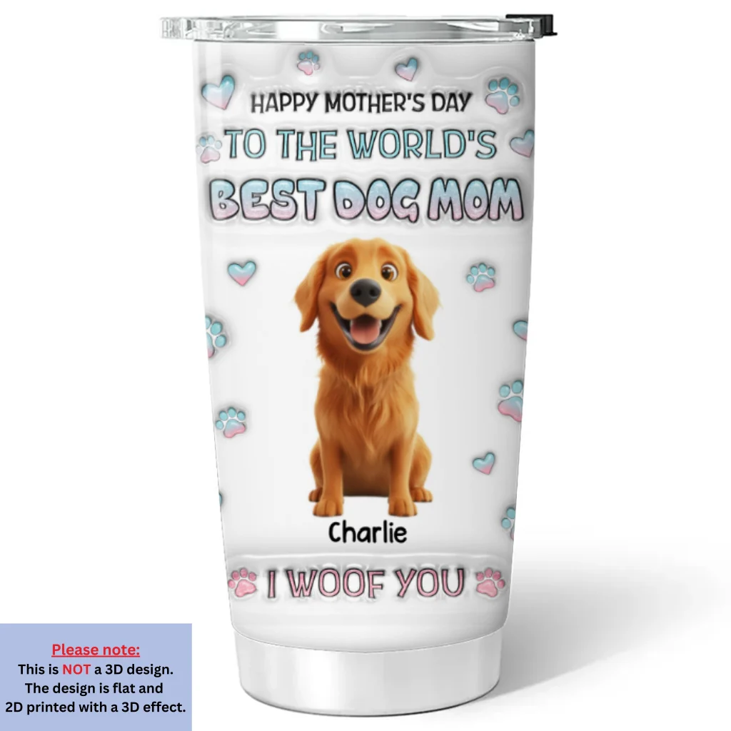 I Woof You Best Chibi Dog Mom - Personalized Custom 3D Inflated Effect Tumbler - Image 5