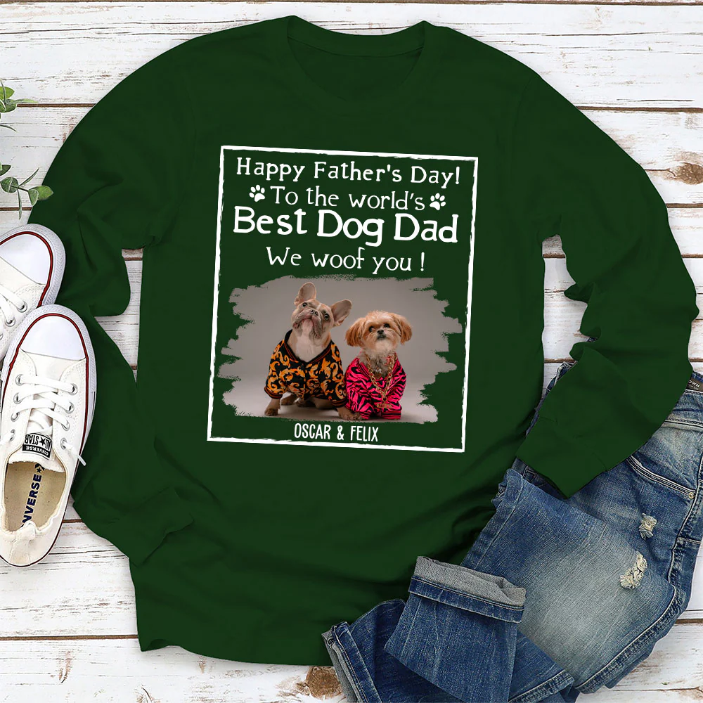 I Woof You Dad New Style Photo - Personalized Custom Long Sleeve T-Shirt - Image 3