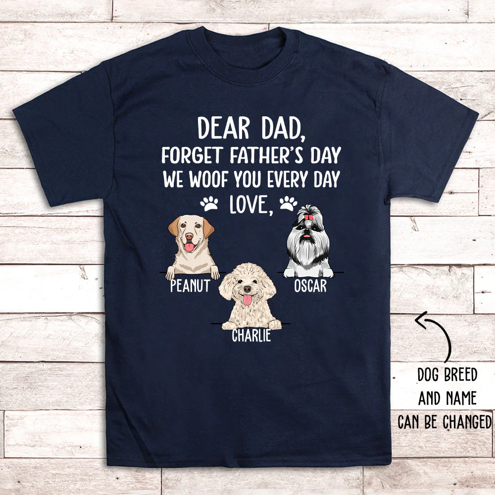 I Woof You Dog Dad - Personalized Custom Premium Unisex T-shirt - Image 3