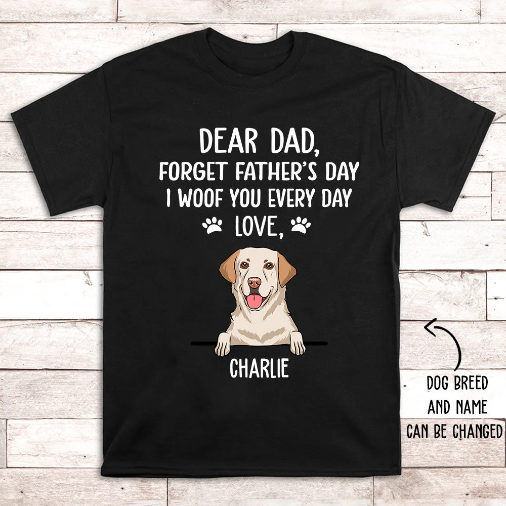 I Woof You Dog Dad - Personalized Custom Unisex T-shirt - Image 2