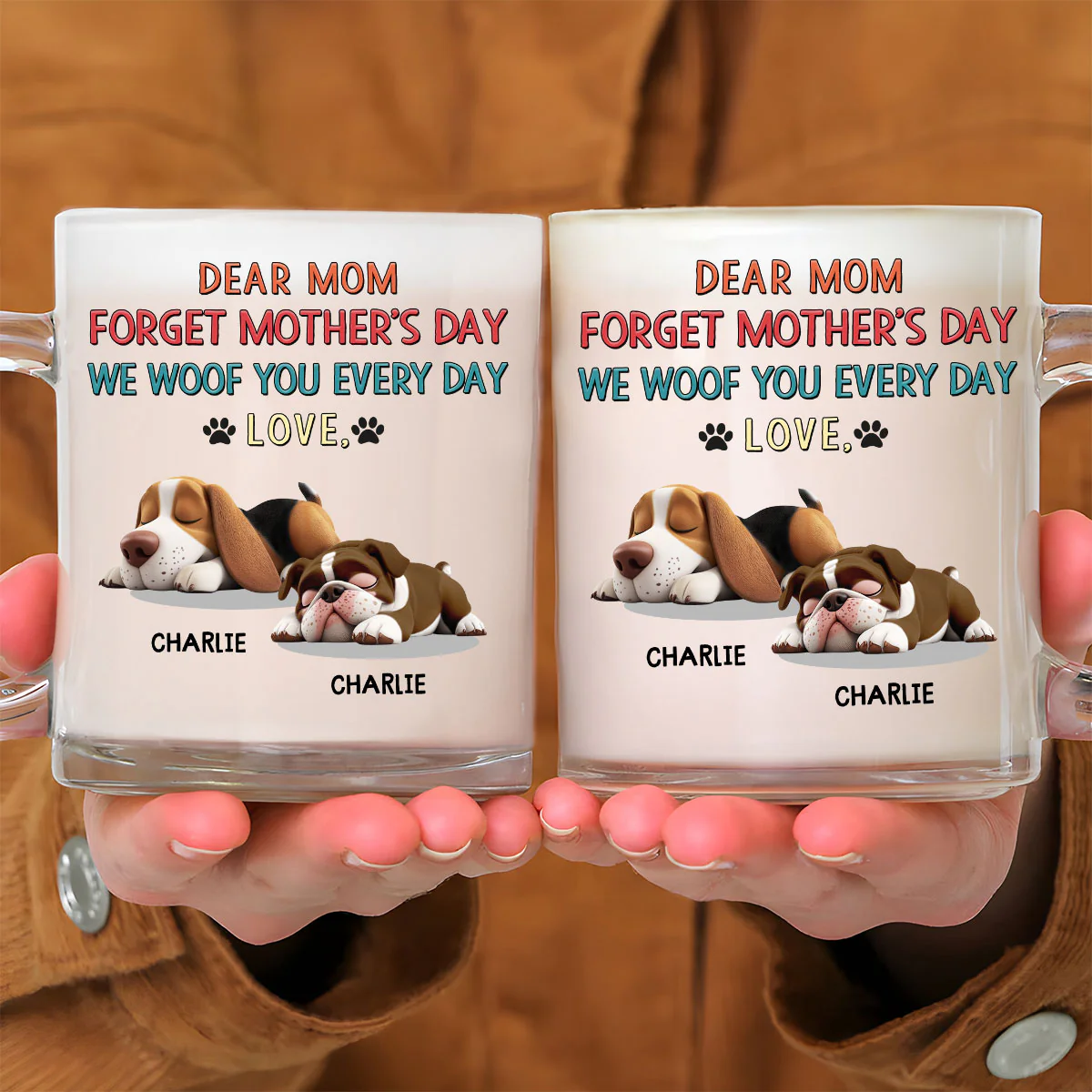 I Woof You Forever - Personalized Custom Glass Mug - Image 3