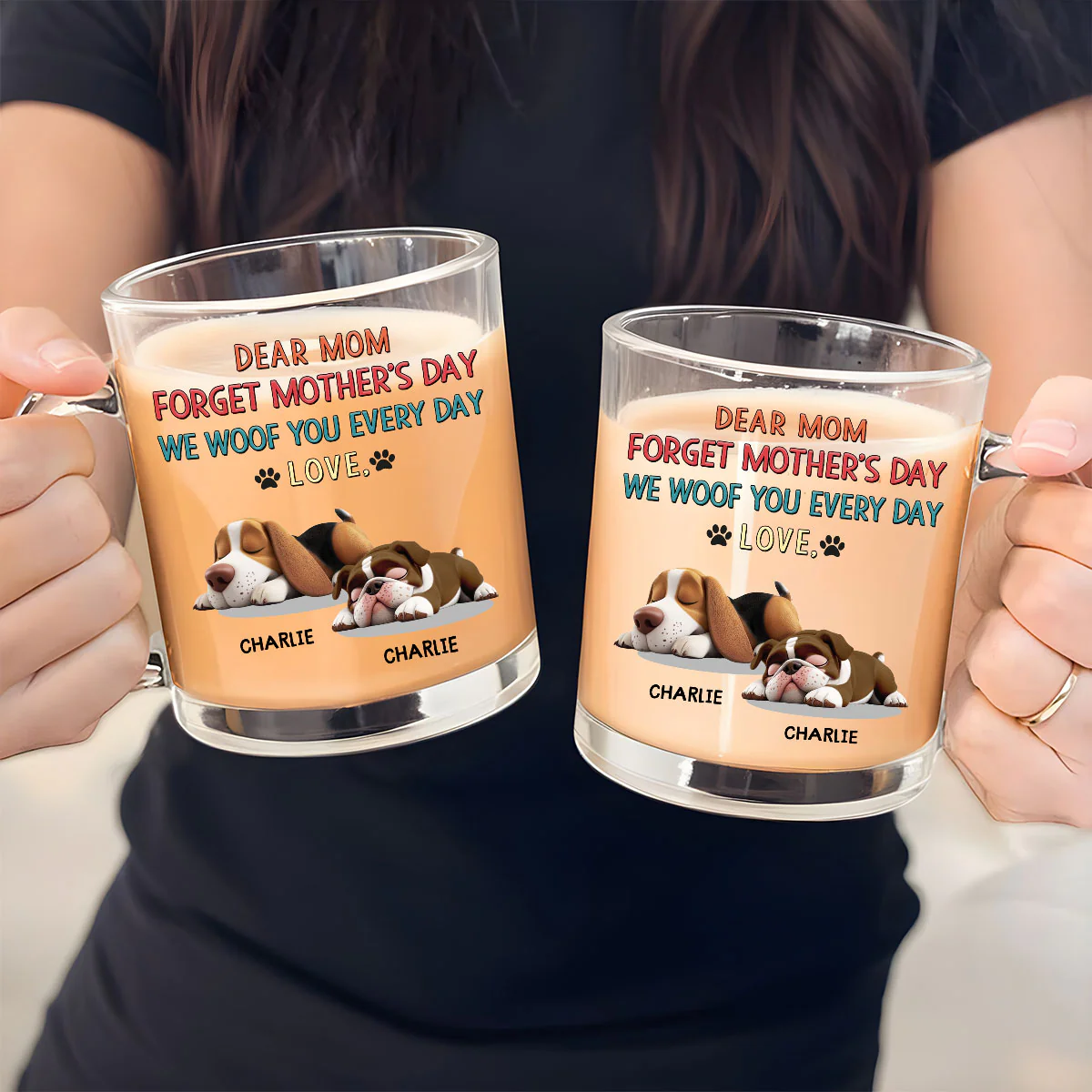 I Woof You Forever - Personalized Custom Glass Mug - Image 5