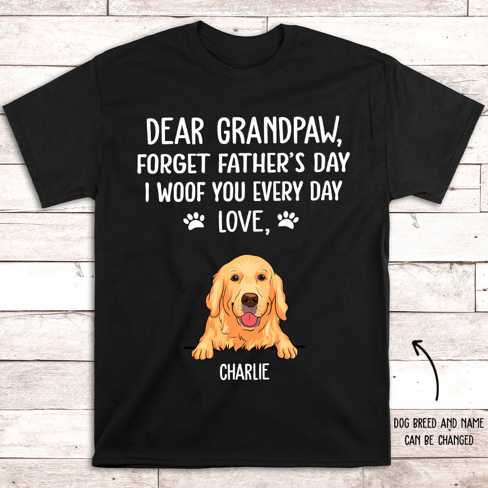 I Woof You Grandpaw - Personalized Custom Unisex T-shirt - Image 2
