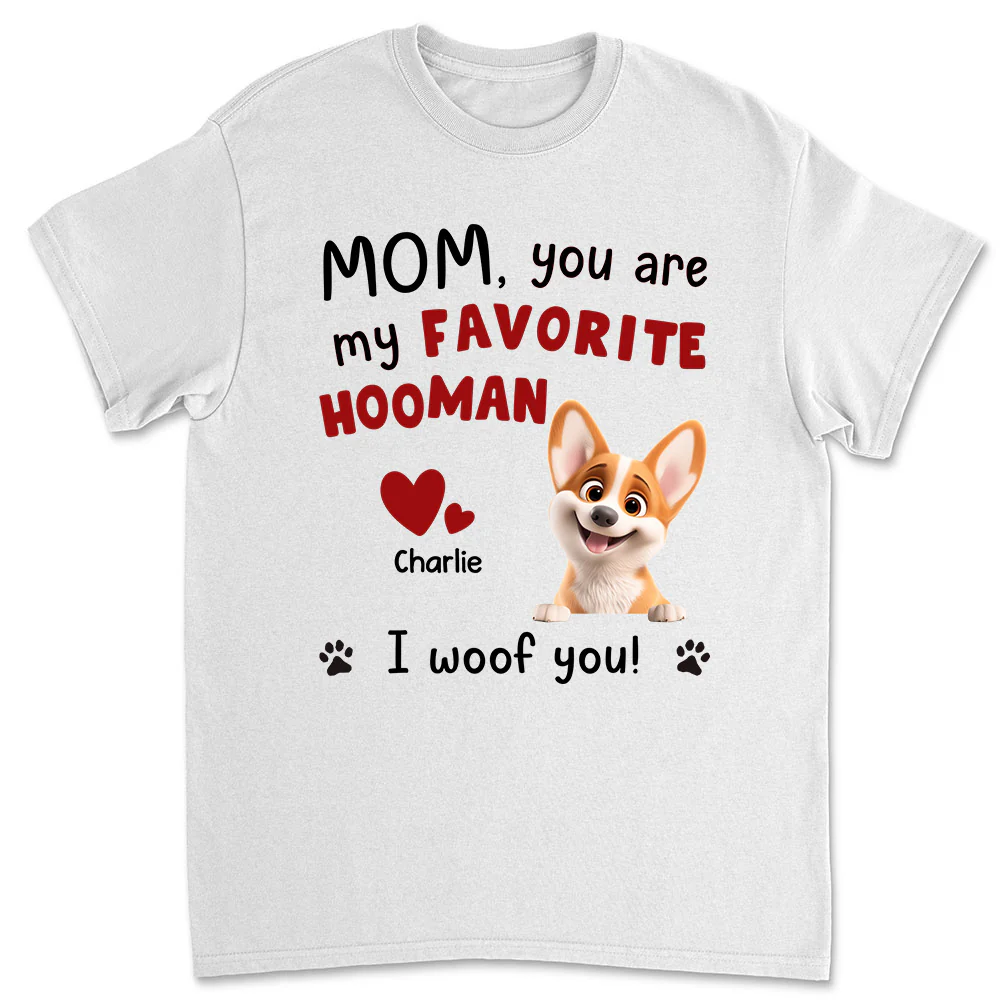 I Woof You Mom Cartoon - Personalized Custom Unisex T-Shirt