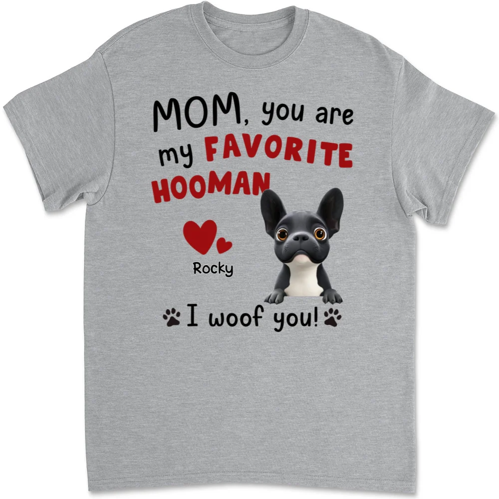 I Woof You Mom Cartoon - Personalized Custom Unisex T-Shirt - Image 6
