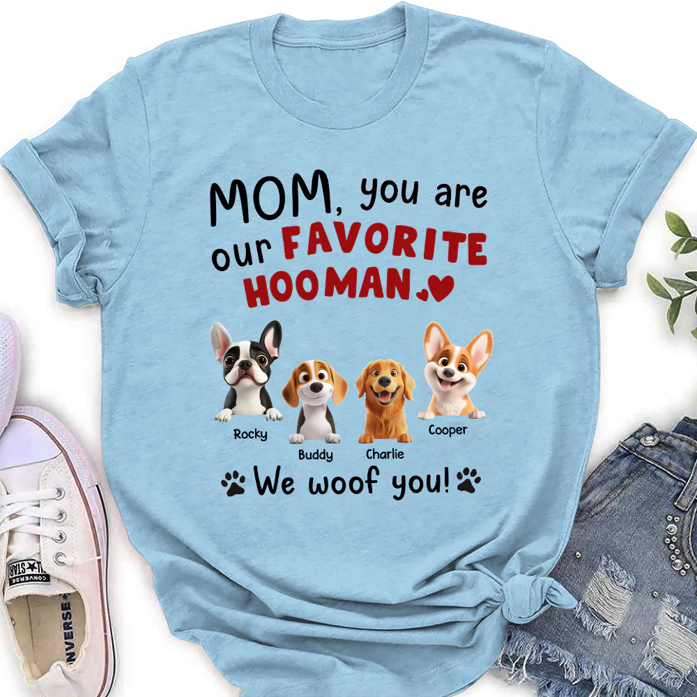 I Woof You Mom Cartoon - Personalized Custom Women's T-Shirt - Image 3