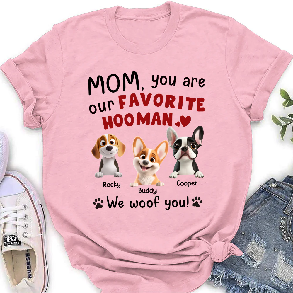 I Woof You Mom Cartoon - Personalized Custom Women's T-Shirt - Image 4