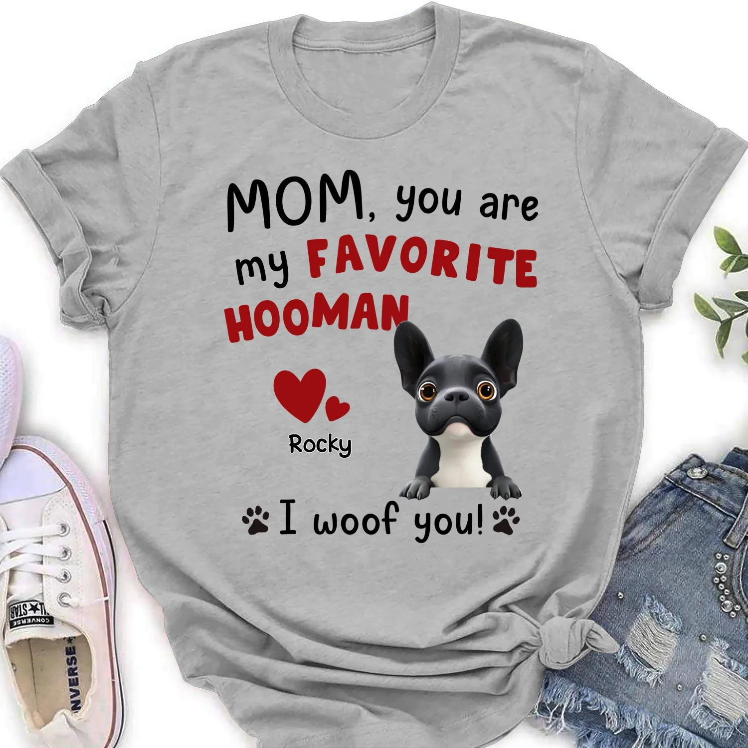 I Woof You Mom Cartoon - Personalized Custom Women's T-Shirt - Image 6