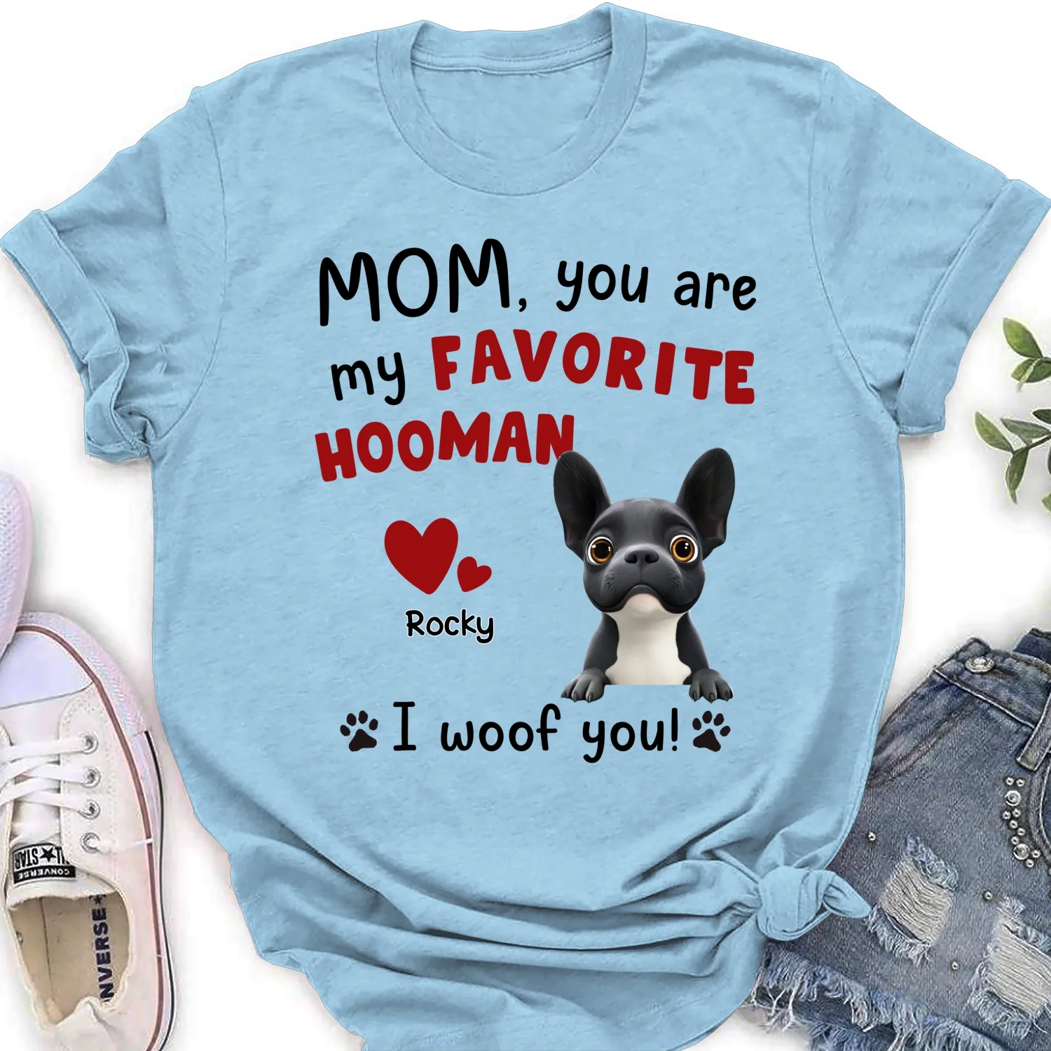 I Woof You Mom Cartoon - Personalized Custom Women's T-Shirt - Image 8