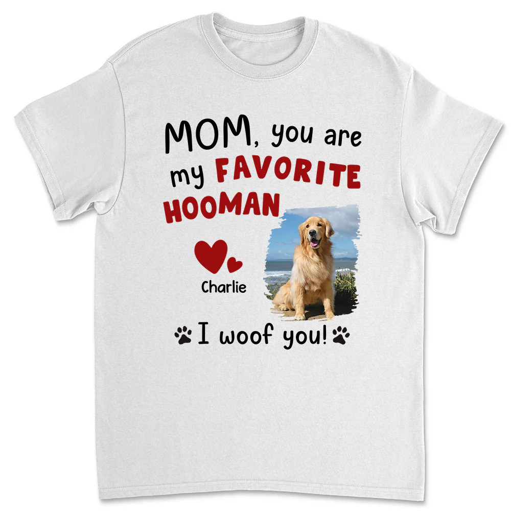 I Woof You Mom Cartoon Photo - Personalized Custom Unisex T-Shirt