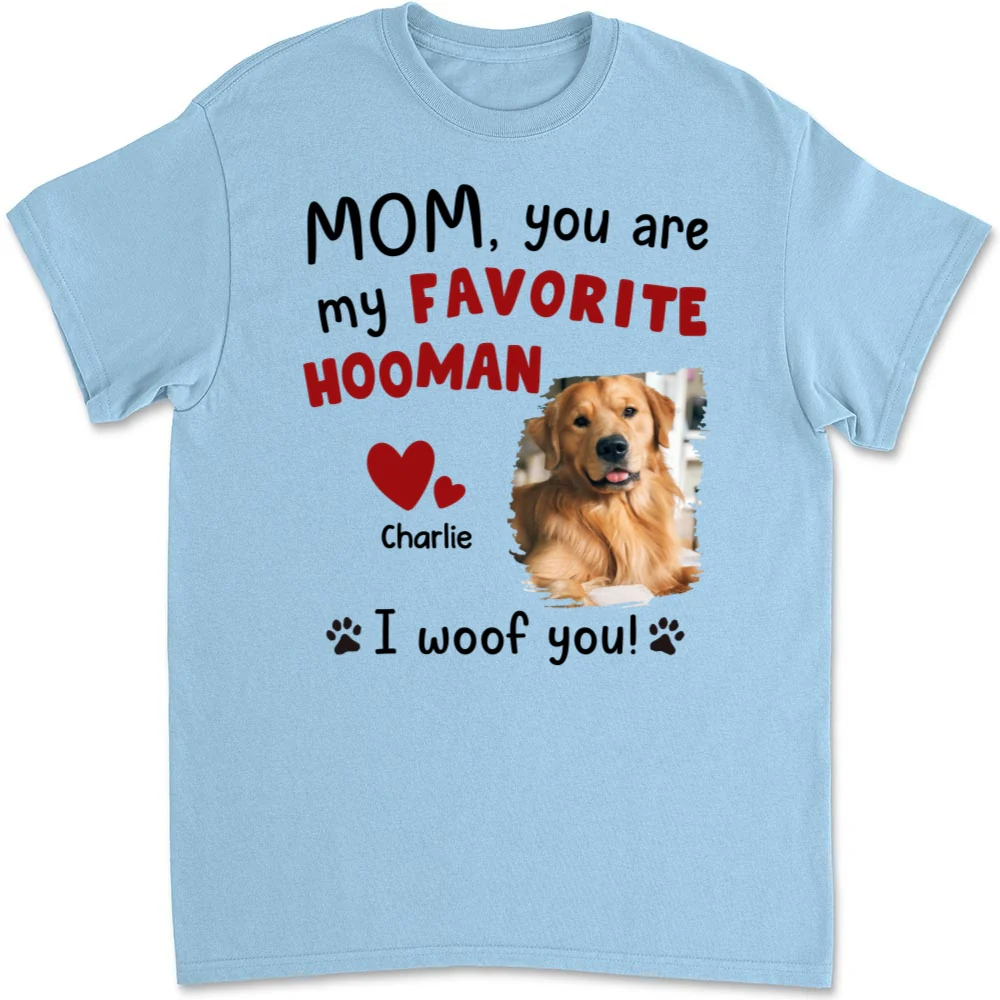 I Woof You Mom Cartoon Photo - Personalized Custom Unisex T-Shirt - Image 6