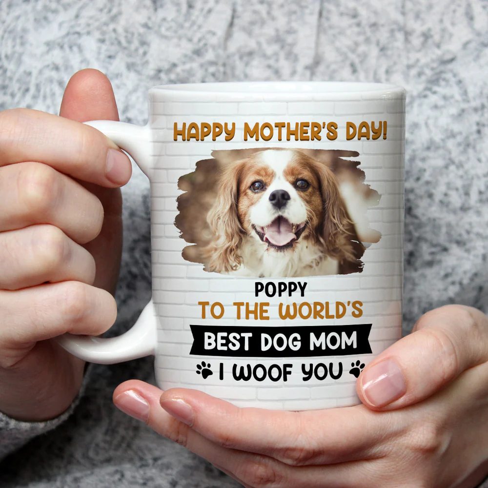 I Woof You Mommy Photo - Personalized Custom Coffee Mug - Image 3