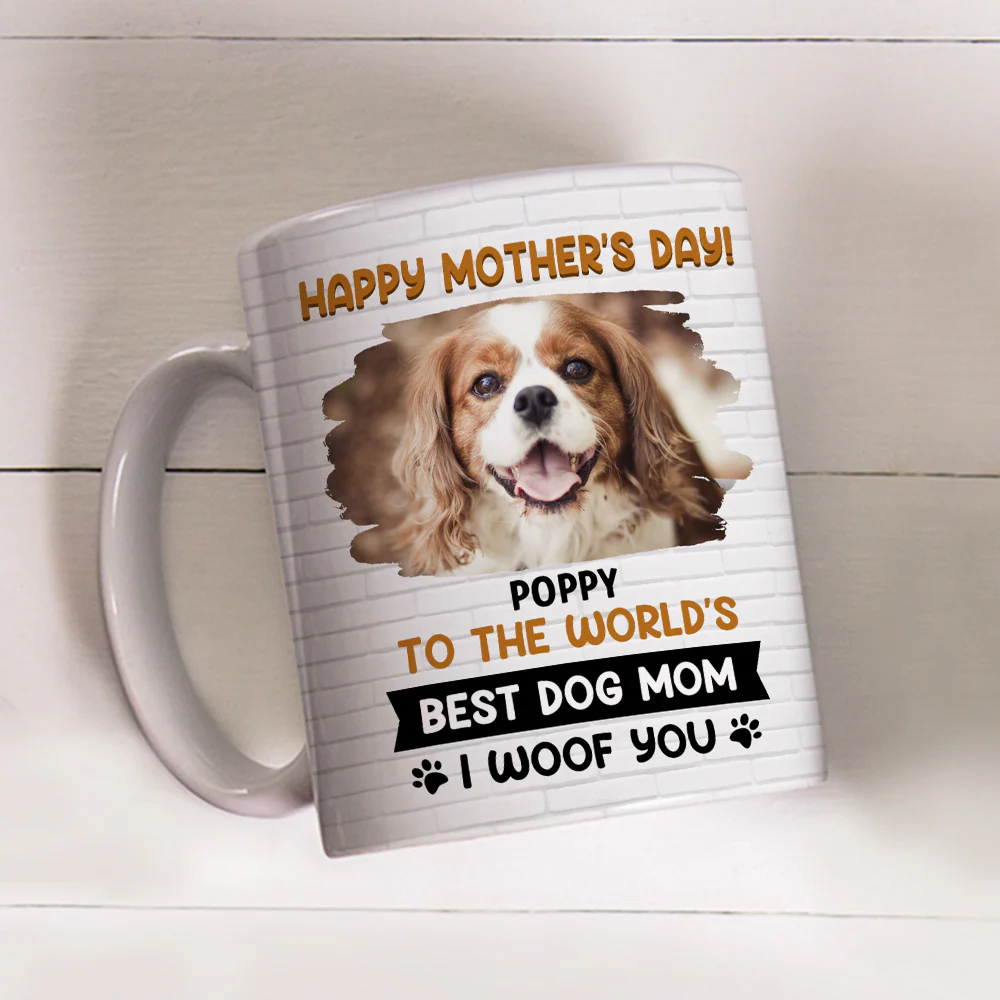 I Woof You Mommy Photo - Personalized Custom Coffee Mug - Image 4