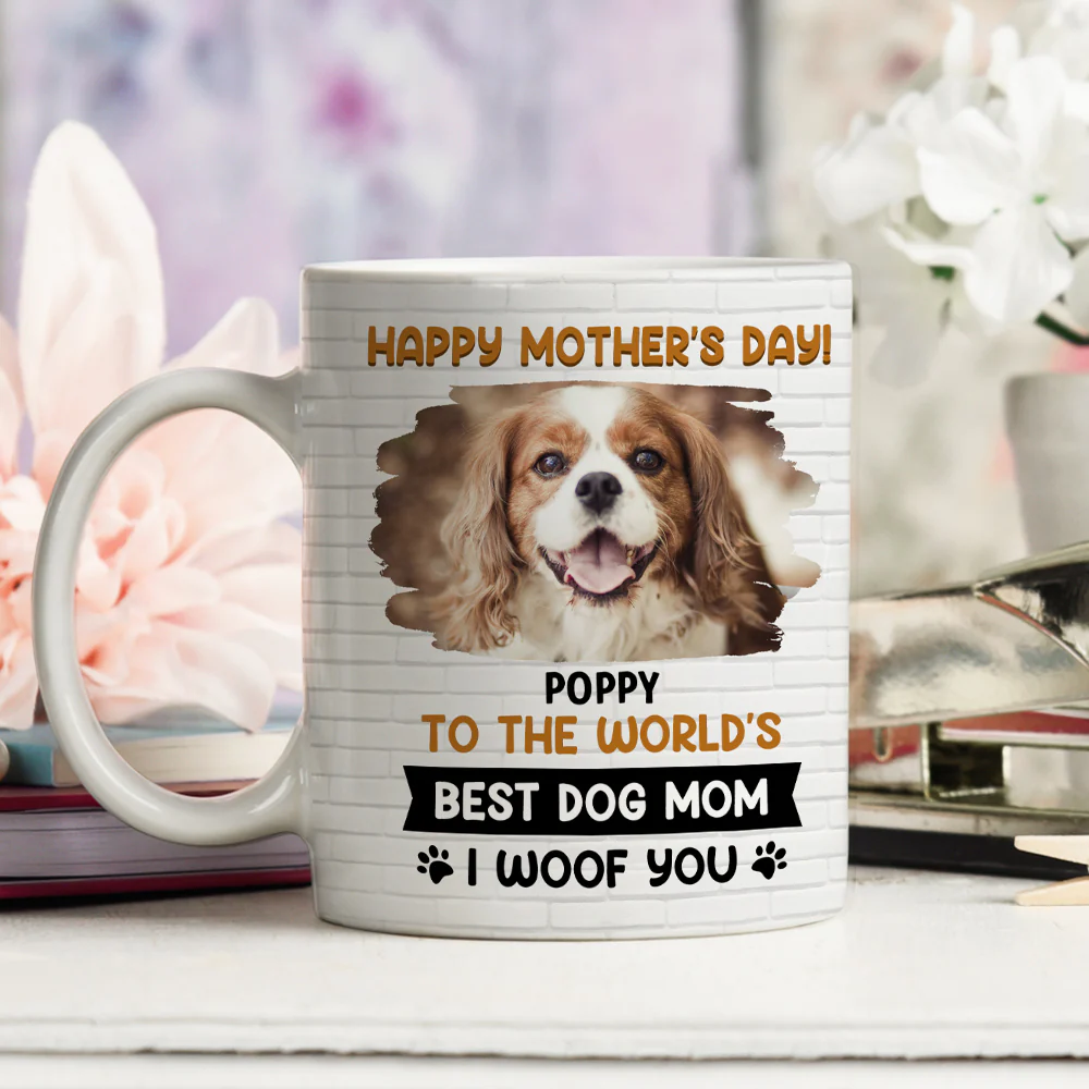 I Woof You Mommy Photo - Personalized Custom Coffee Mug - Image 5