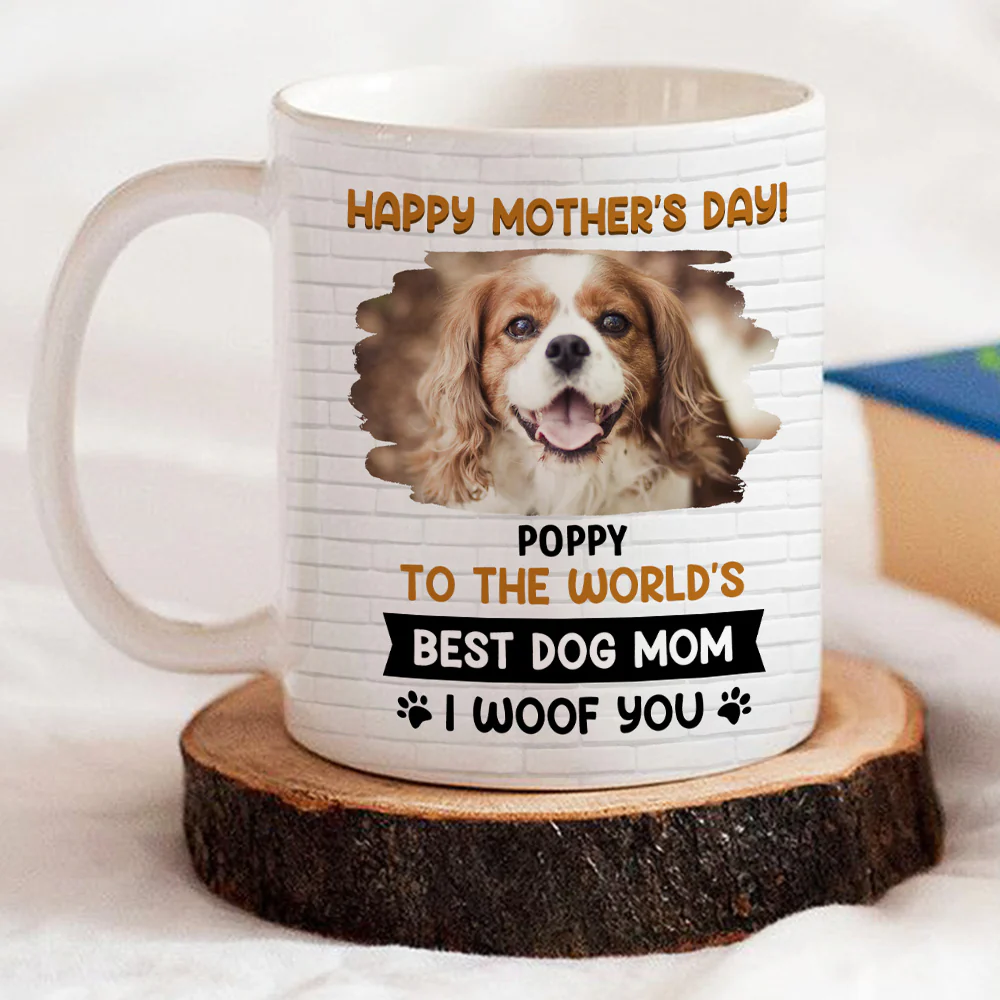 I Woof You Mommy Photo - Personalized Custom Coffee Mug - Image 6