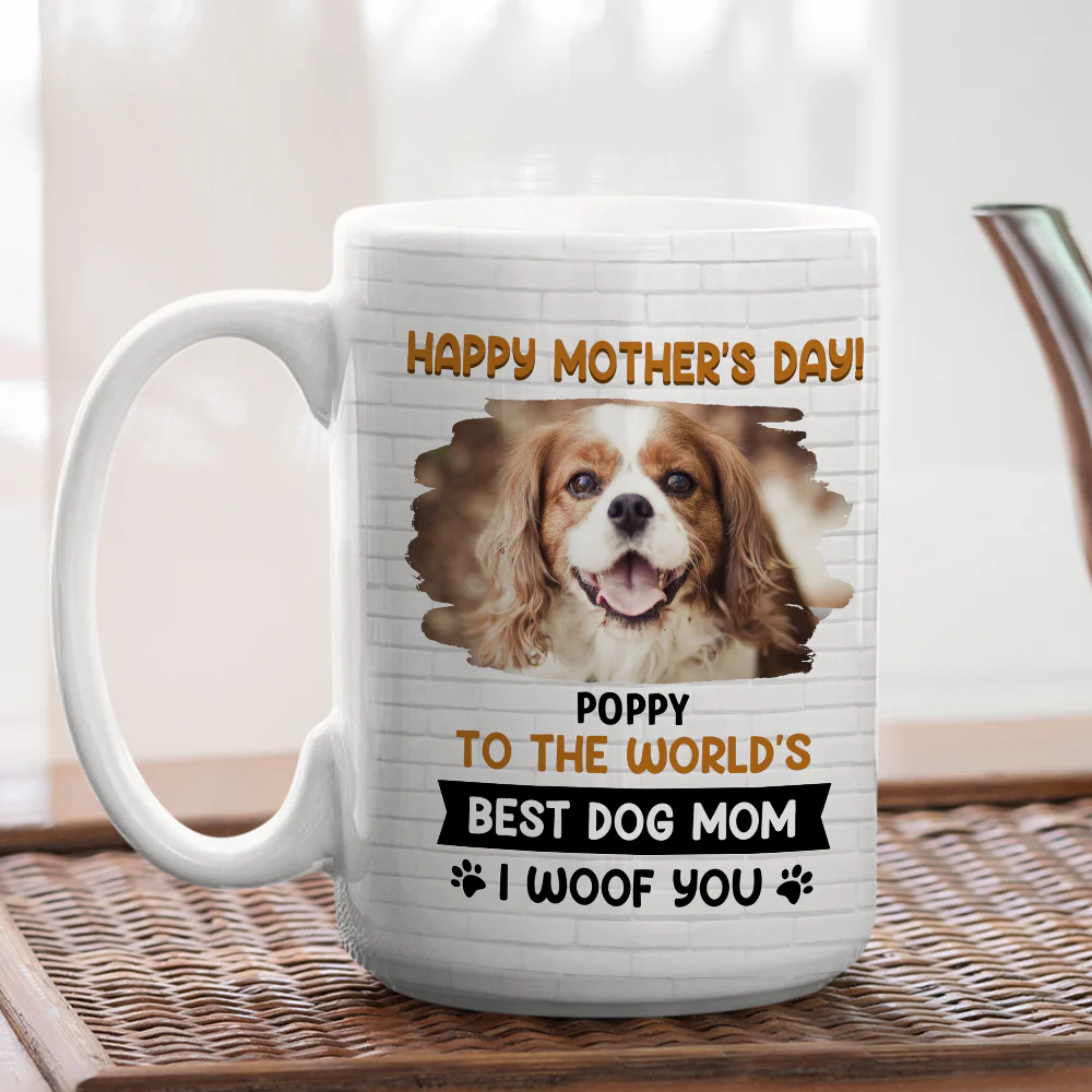 I Woof You Mommy Photo - Personalized Custom Coffee Mug - Image 8