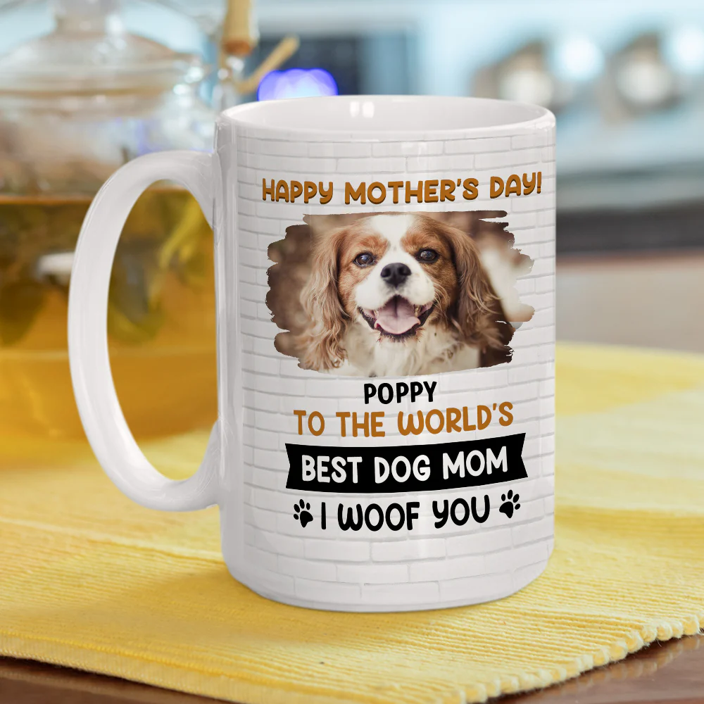I Woof You Mommy Photo - Personalized Custom Coffee Mug - Image 9