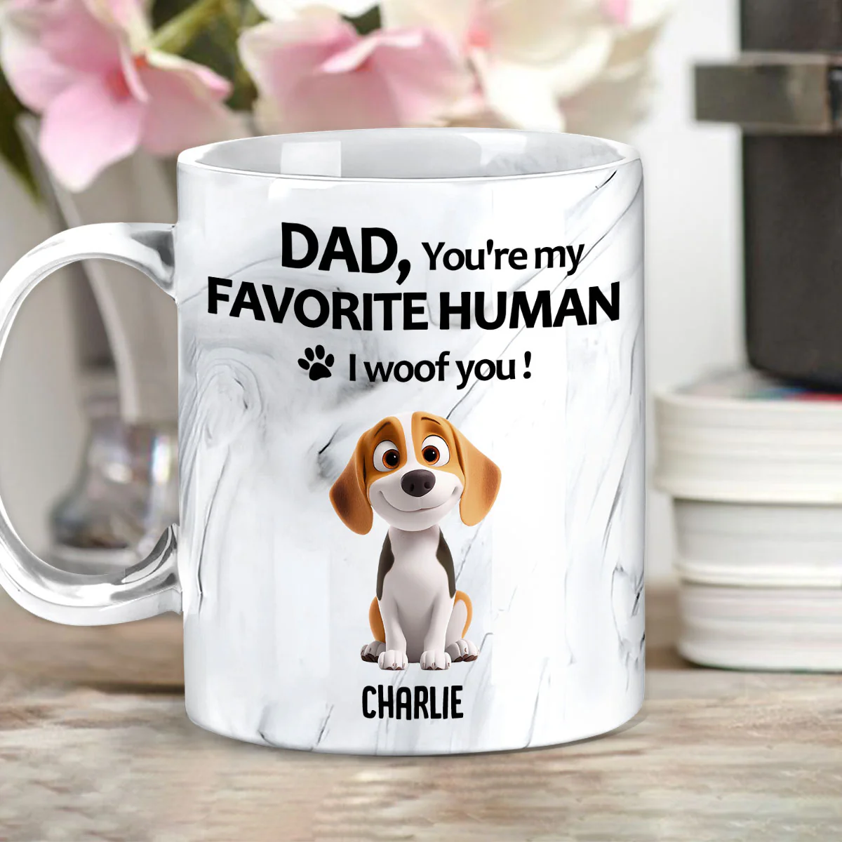 I Woof You - Personalized Custom Grey Marble Mug - Image 2