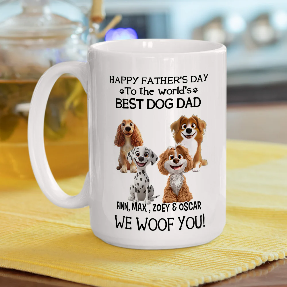 I Woof You The Best Dog Dad - Personalized Custom Coffee Mug - Image 5