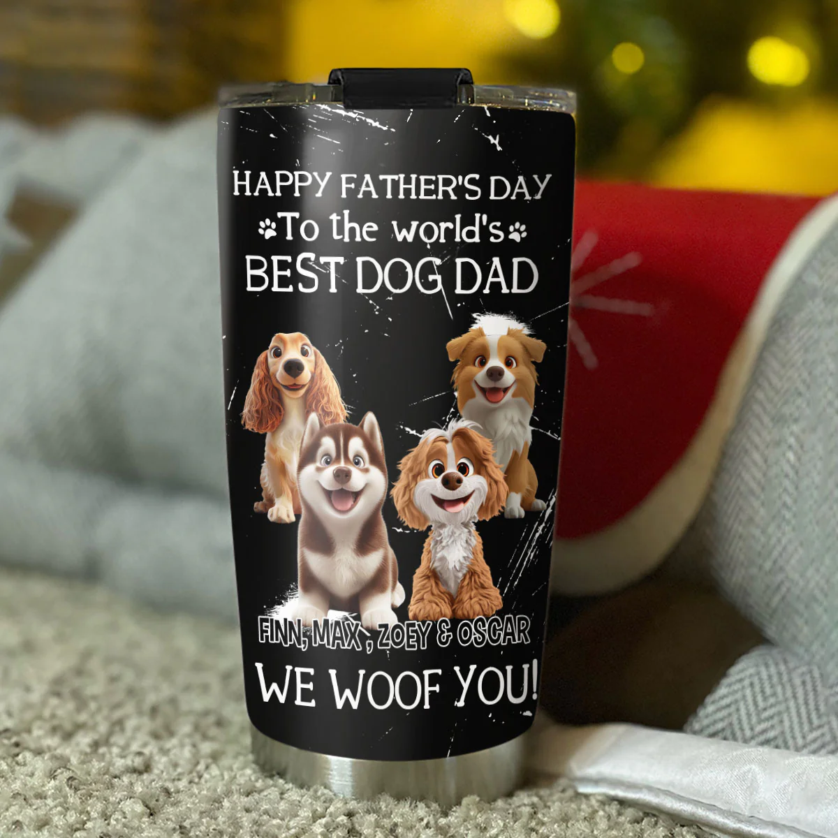 I Woof You The Best Dog Dad - Personalized Custom Tumbler - Image 4