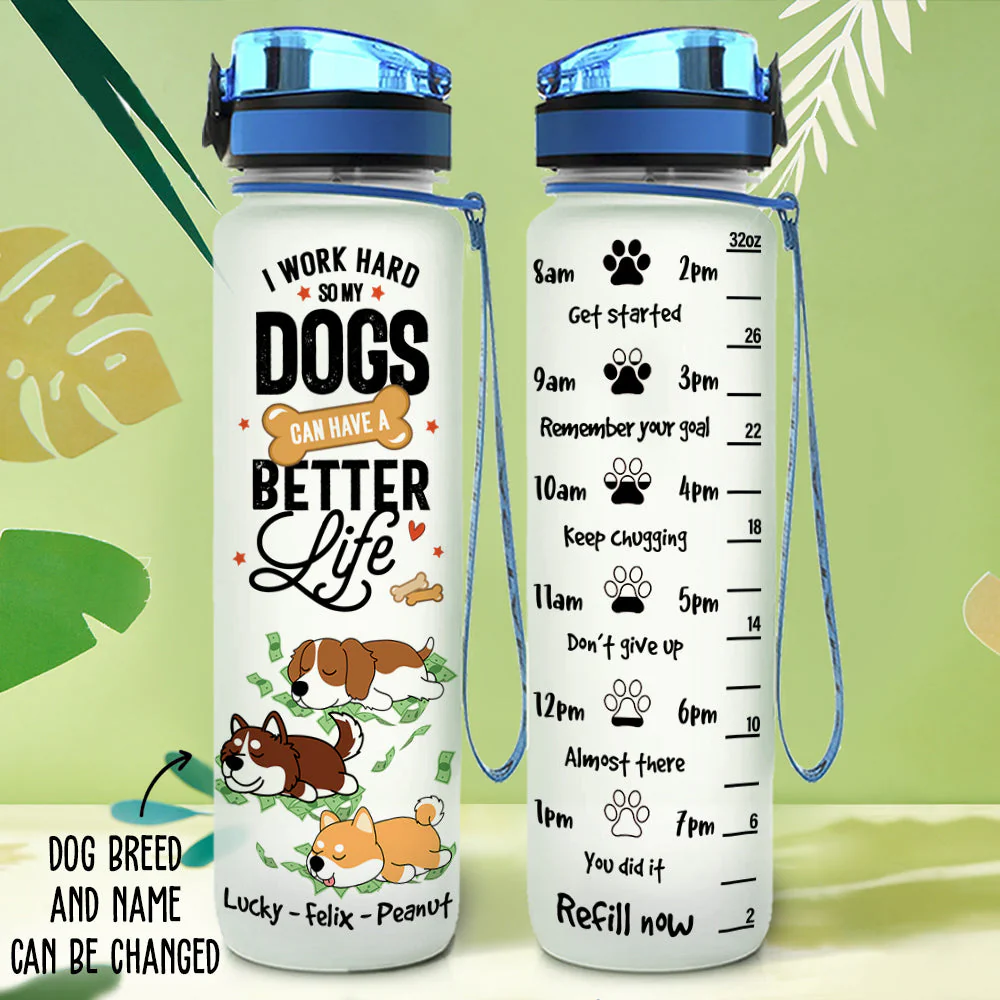 I Work Hard - Personalized Custom Water Tracker Bottle - Image 3