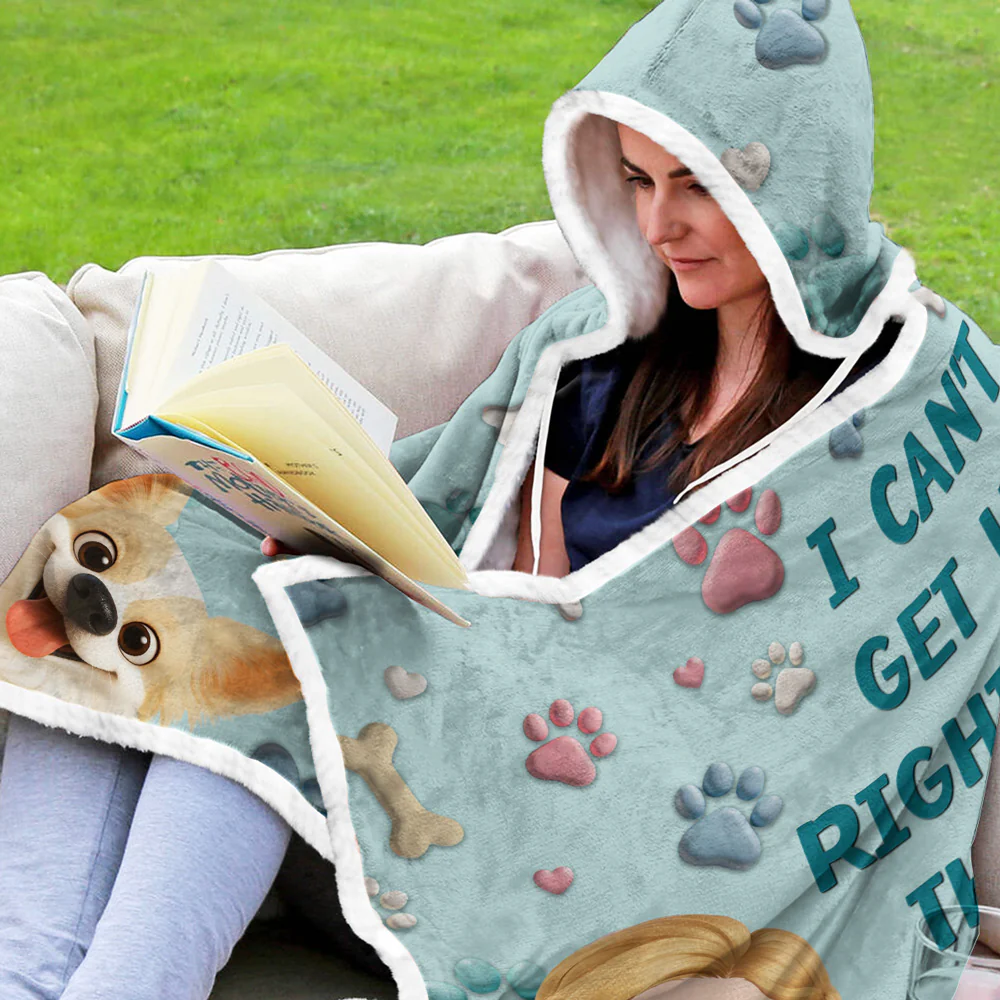 I Would Get Up But The Dog Says No - Personalized Custom Hooded Blanket - Image 2