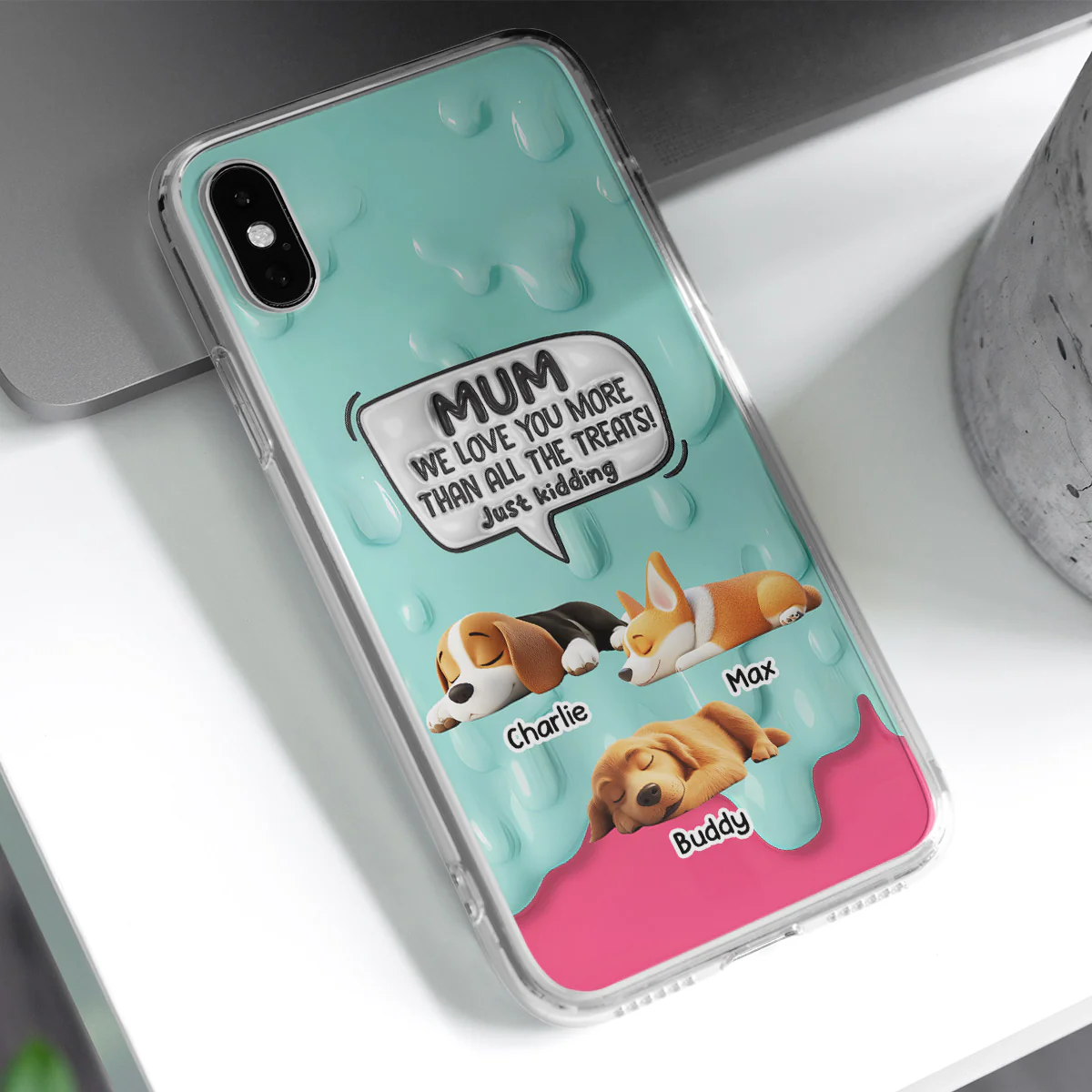 Ice Cream Lovely Dogs - Personalized Custom 3D Inflated Effect Phone Case - Image 3