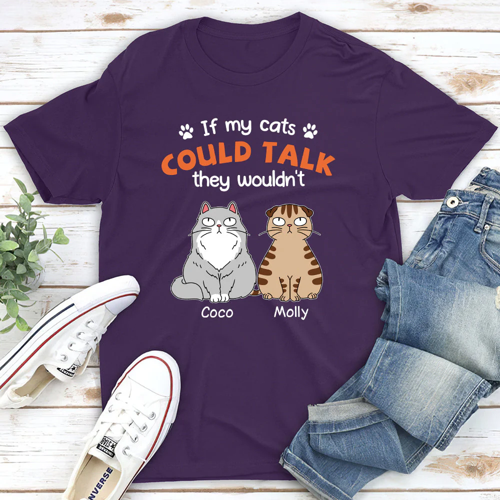 If My Cats Could Talk - Personalized Custom Unisex T-shirt - Image 4