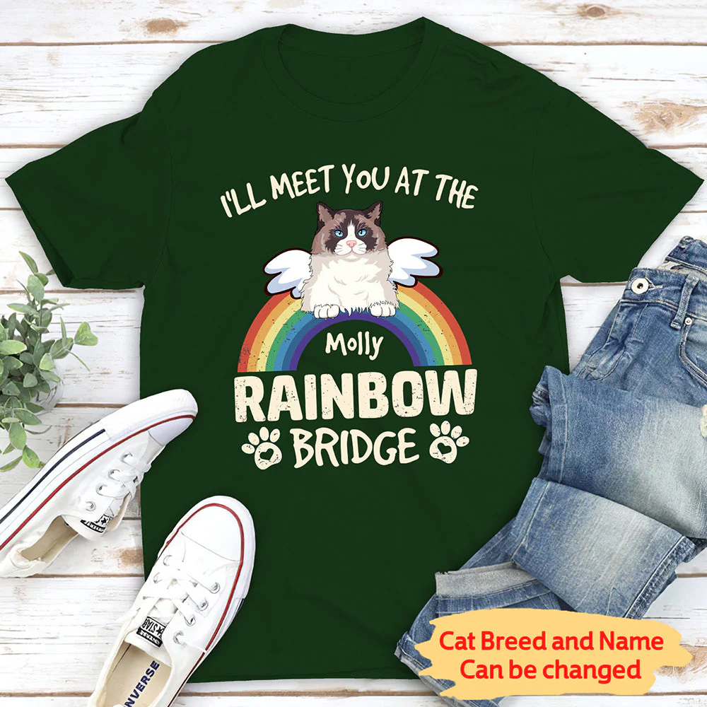 I'll Meet You At The Rainbow Bridge - Personalized Custom Unisex T-shirt - Memorial Gifts - Image 2