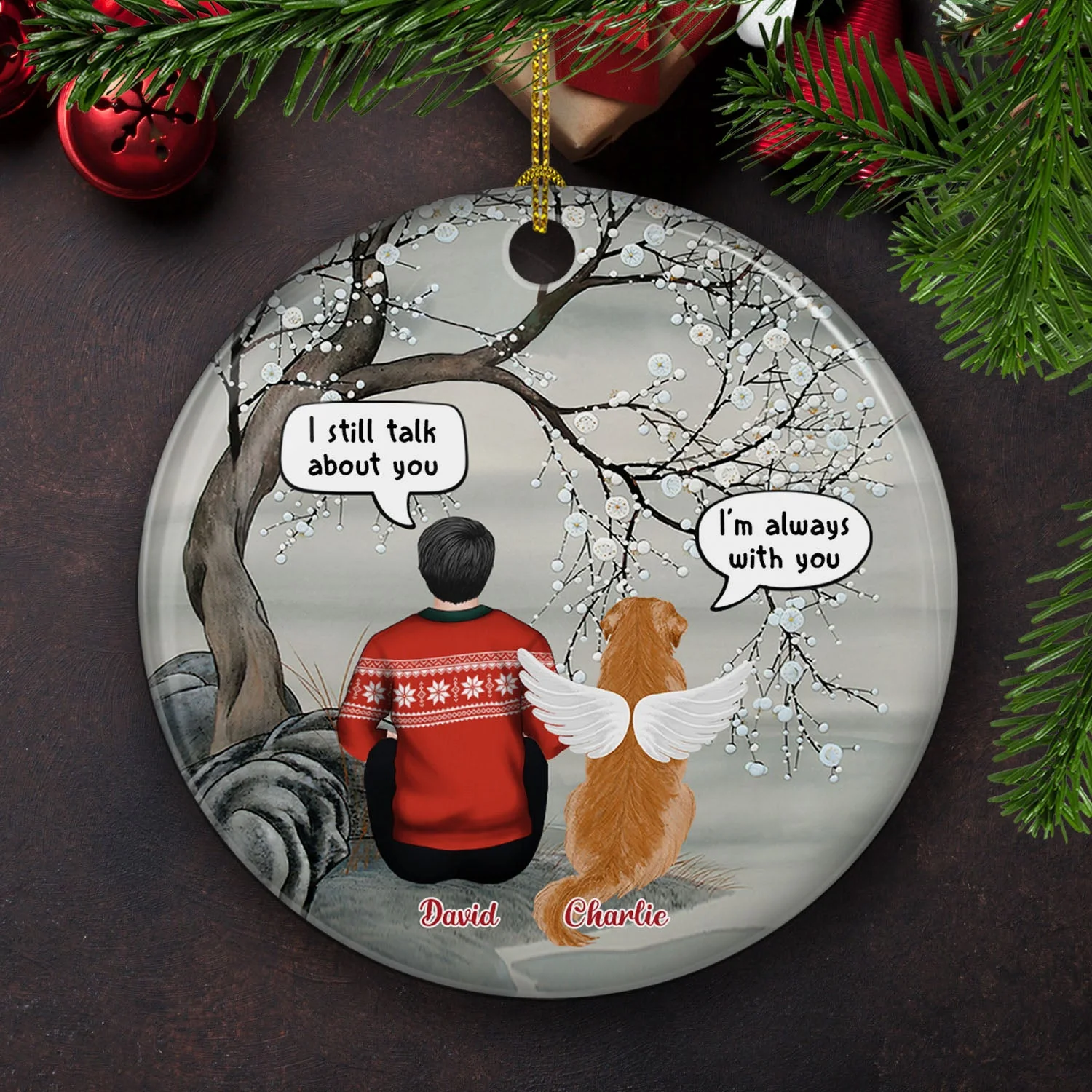 I'm Always With You - Personalized Custom Circle Ceramic Christmas Ornament - Image 3