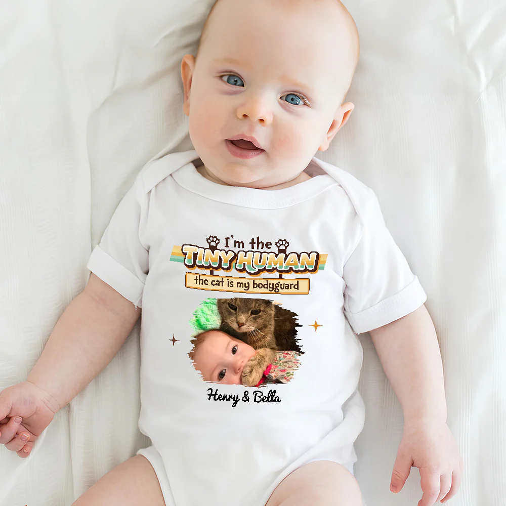 I'm The Tiny Human Photo - Personalized Custom Baby Onesie - Image 4