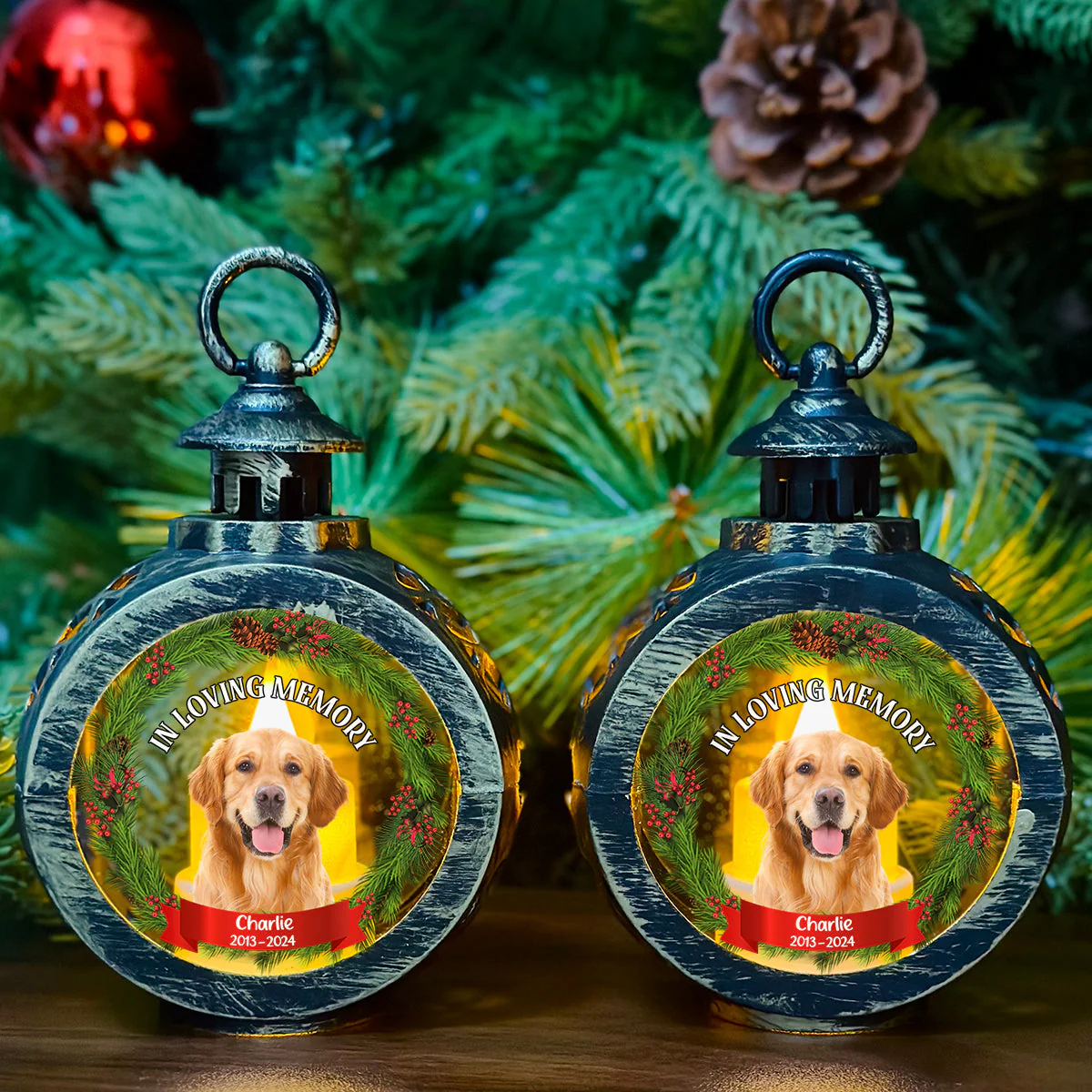 In Loving Memory - Personalized Custom Christmas Lantern - Image 6