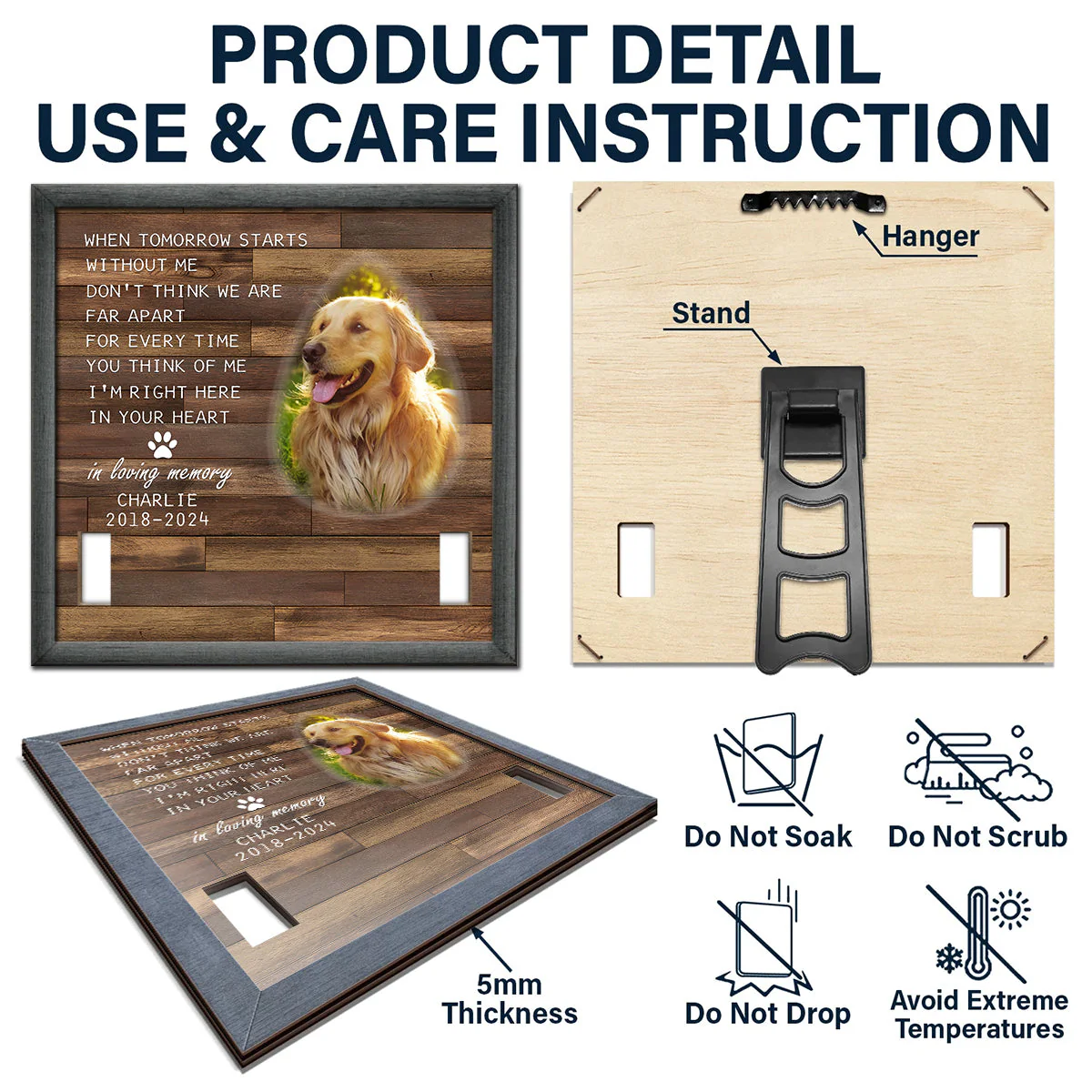 In Loving Memory - Personalized Custom Collar Frame - Image 6