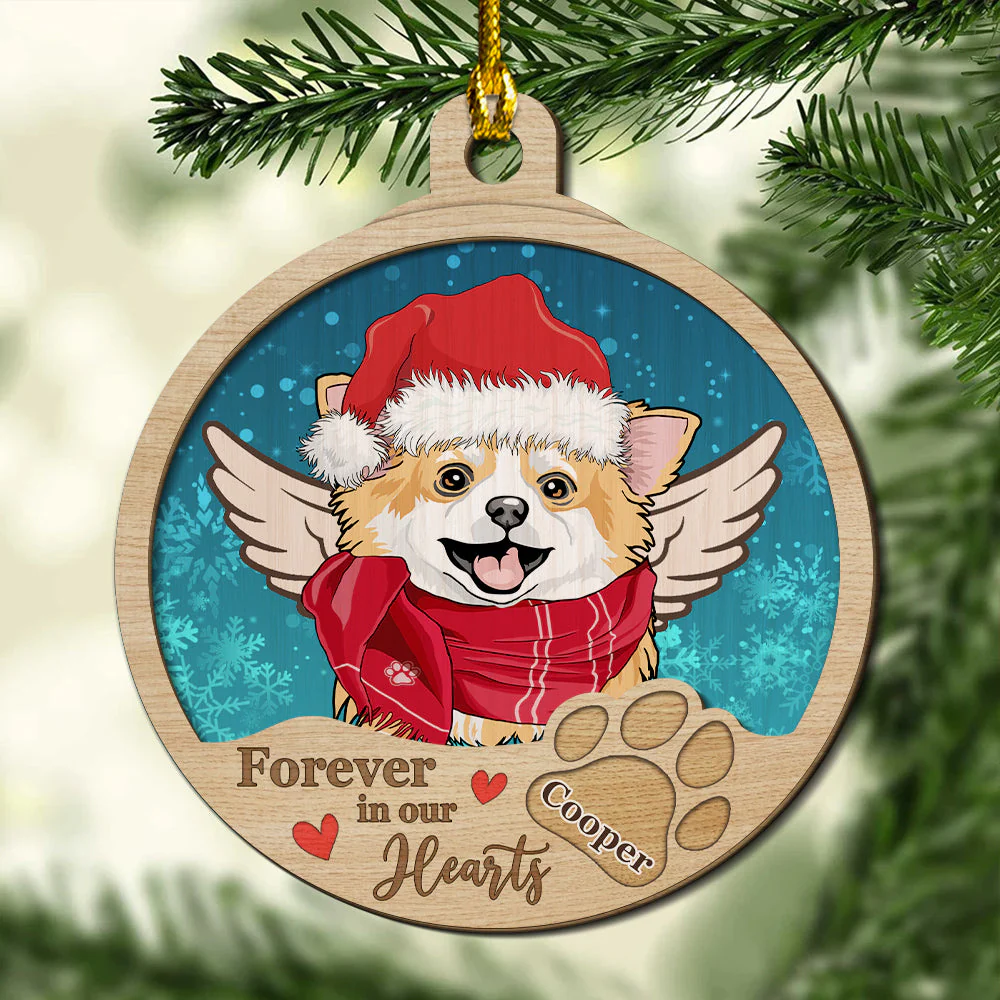 In Our Hearts Forever - Personalized Custom 2-layered Wood Ornament - Image 4