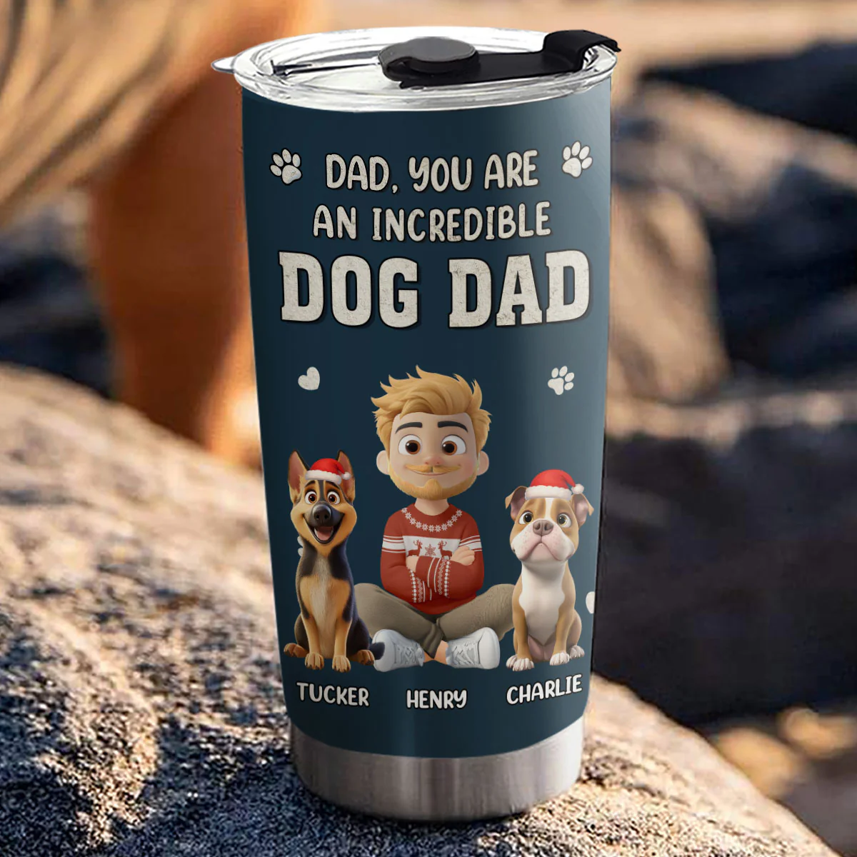 Incredible Christmas Dog Dad - Personalized Custom Tumbler - Image 2