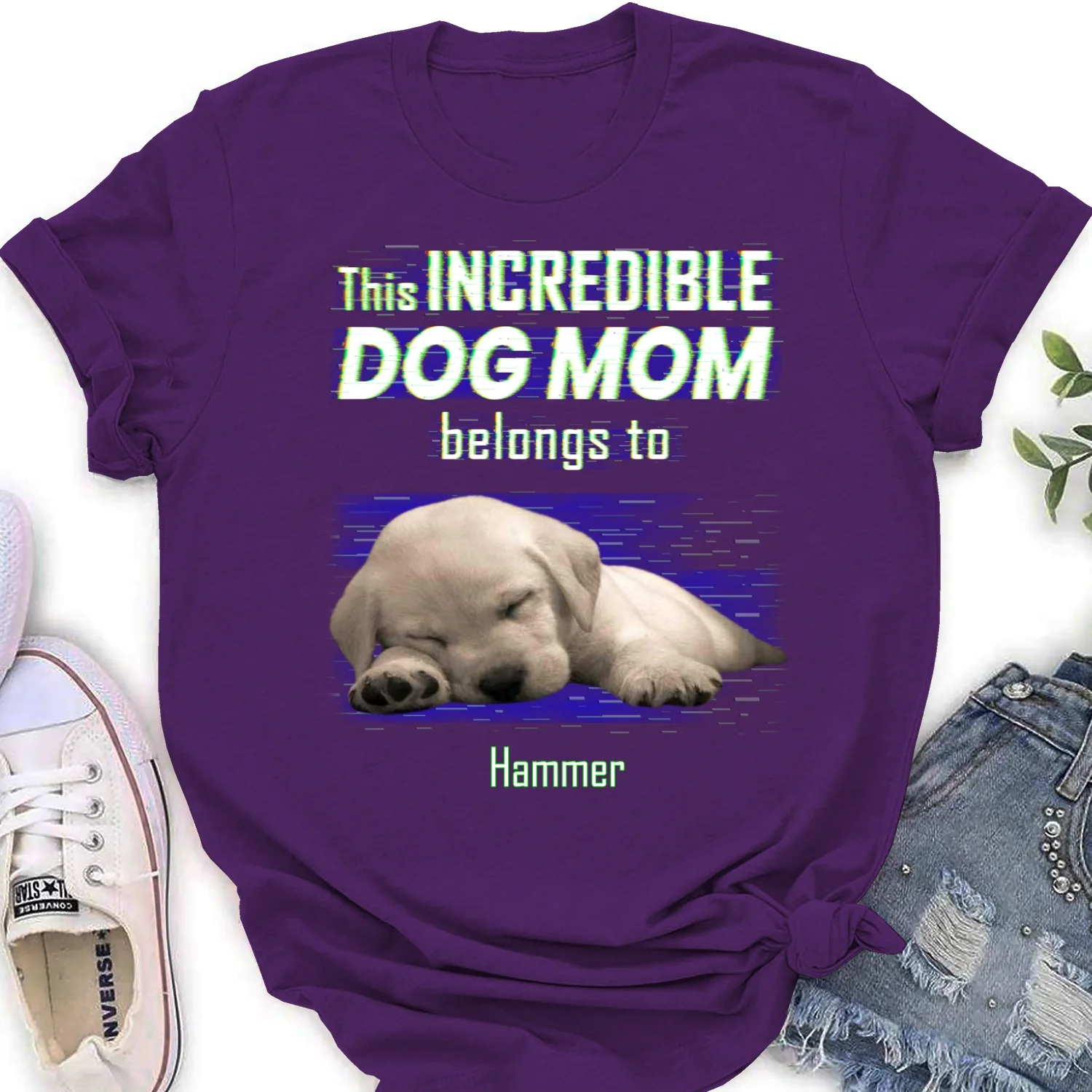 Incredible Dog Dad Belongs To Us Photo - Personalized Custom Women's T-Shirt - Image 7