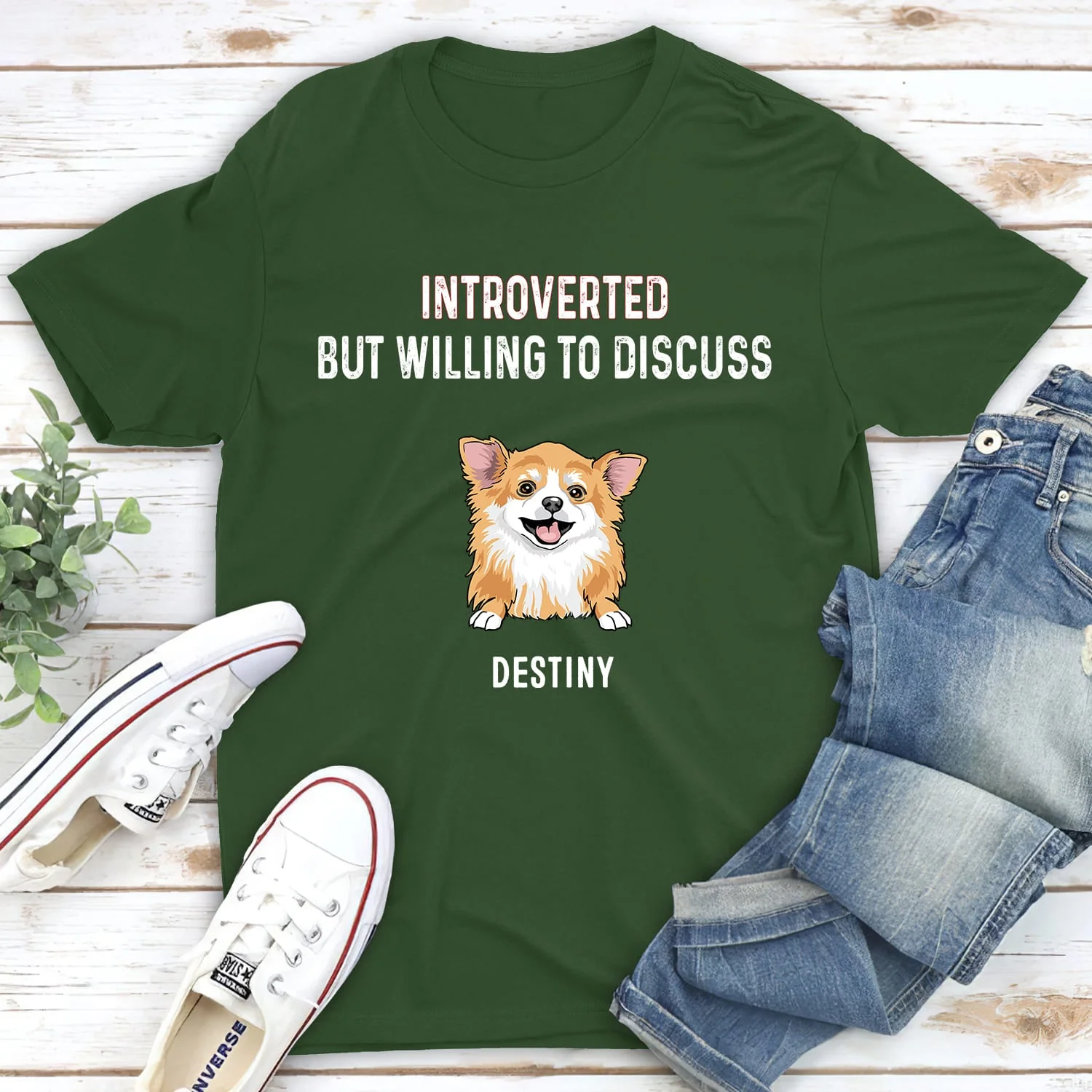 Introvert But Willing Discuss Dog - Personalized Custom Unisex T-shirt - Image 3