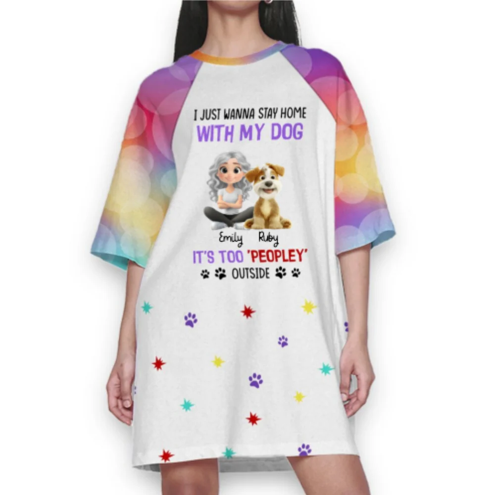 It Is Too Peopley Outside Cartoon - Personalized 3/4 Sleeve Dress - Image 6