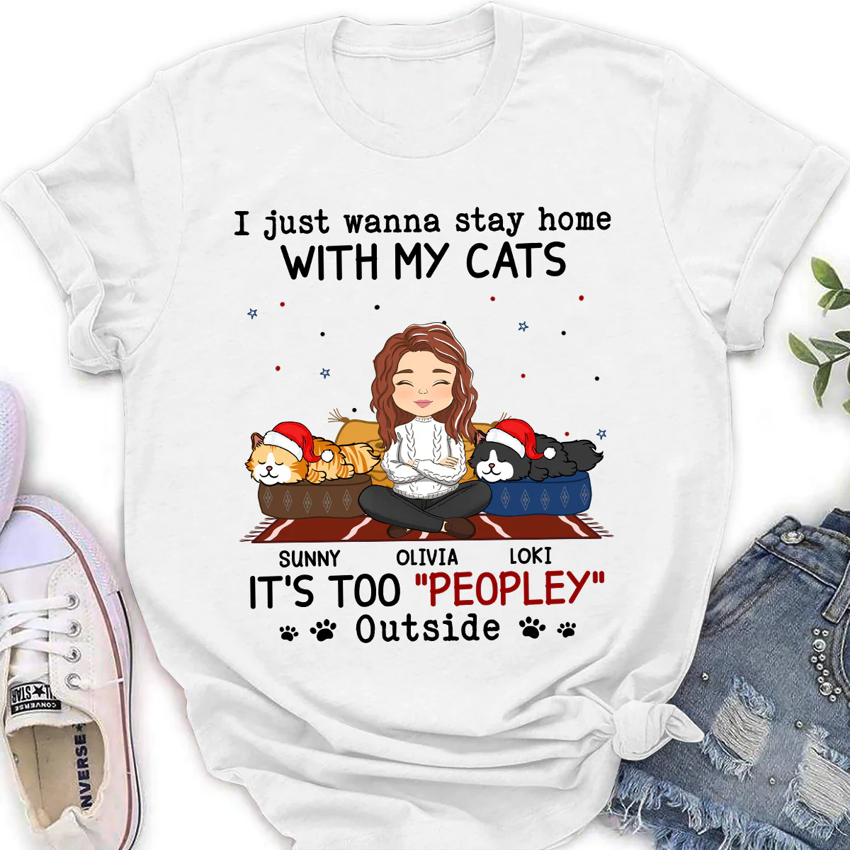 It Is Too Peopley Outside Ver Cat - Personalized Custom Women's T-shirt - Image 2