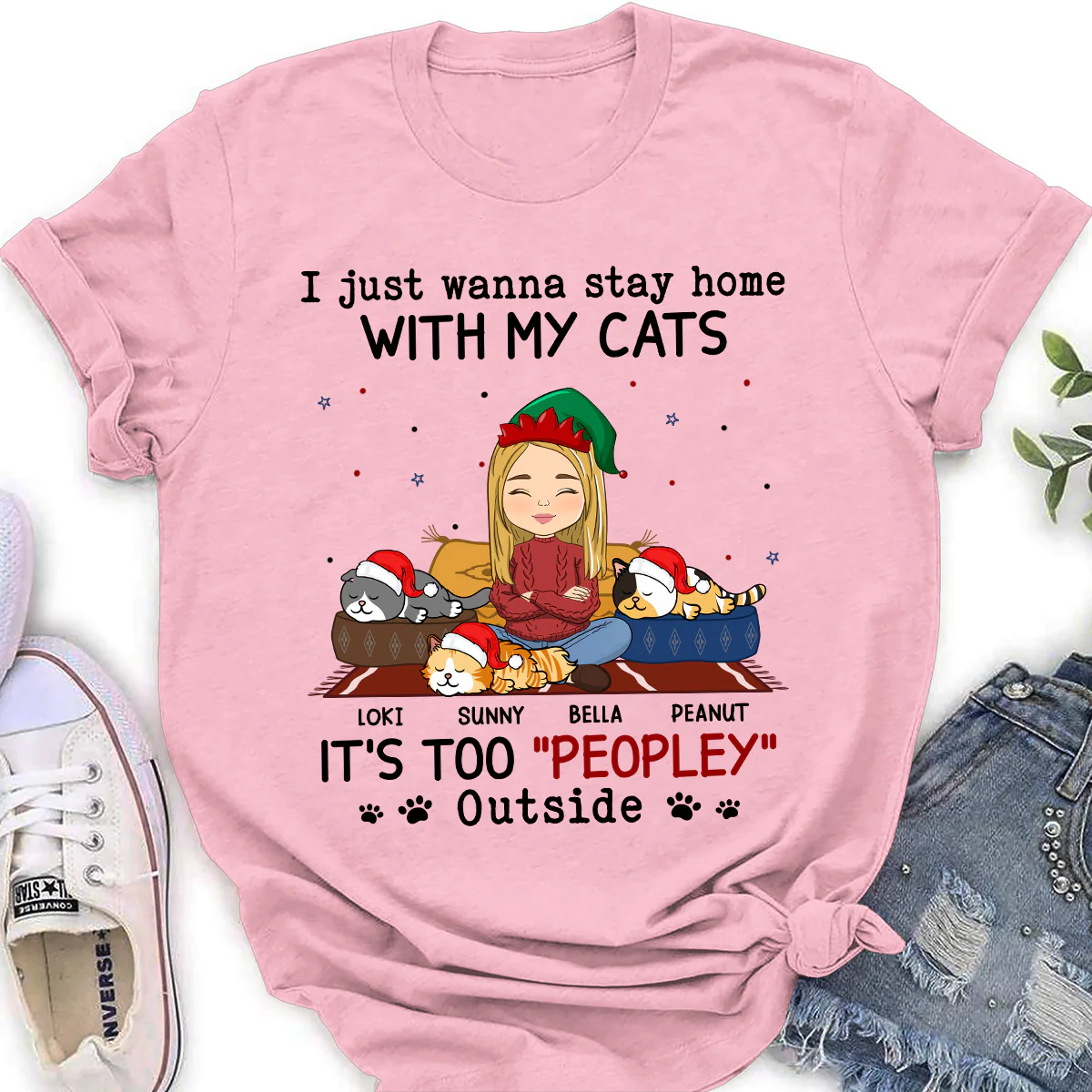 It Is Too Peopley Outside Ver Cat - Personalized Custom Women's T-shirt - Image 3
