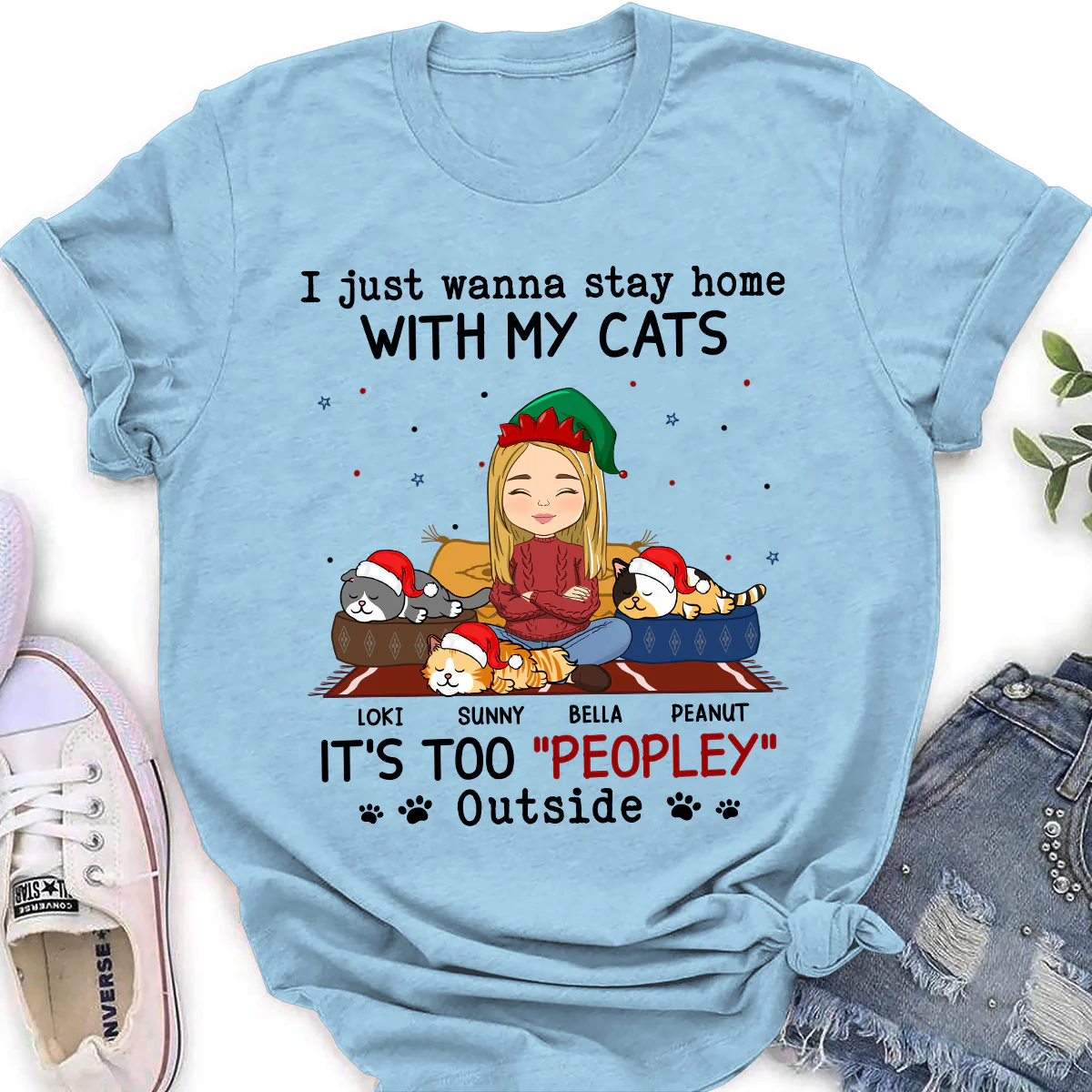 It Is Too Peopley Outside Ver Cat - Personalized Custom Women's T-shirt - Image 4