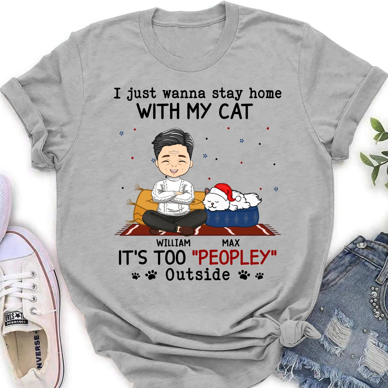 It Is Too Peopley Outside Ver Cat - Personalized Custom Women's T-shirt - Image 5