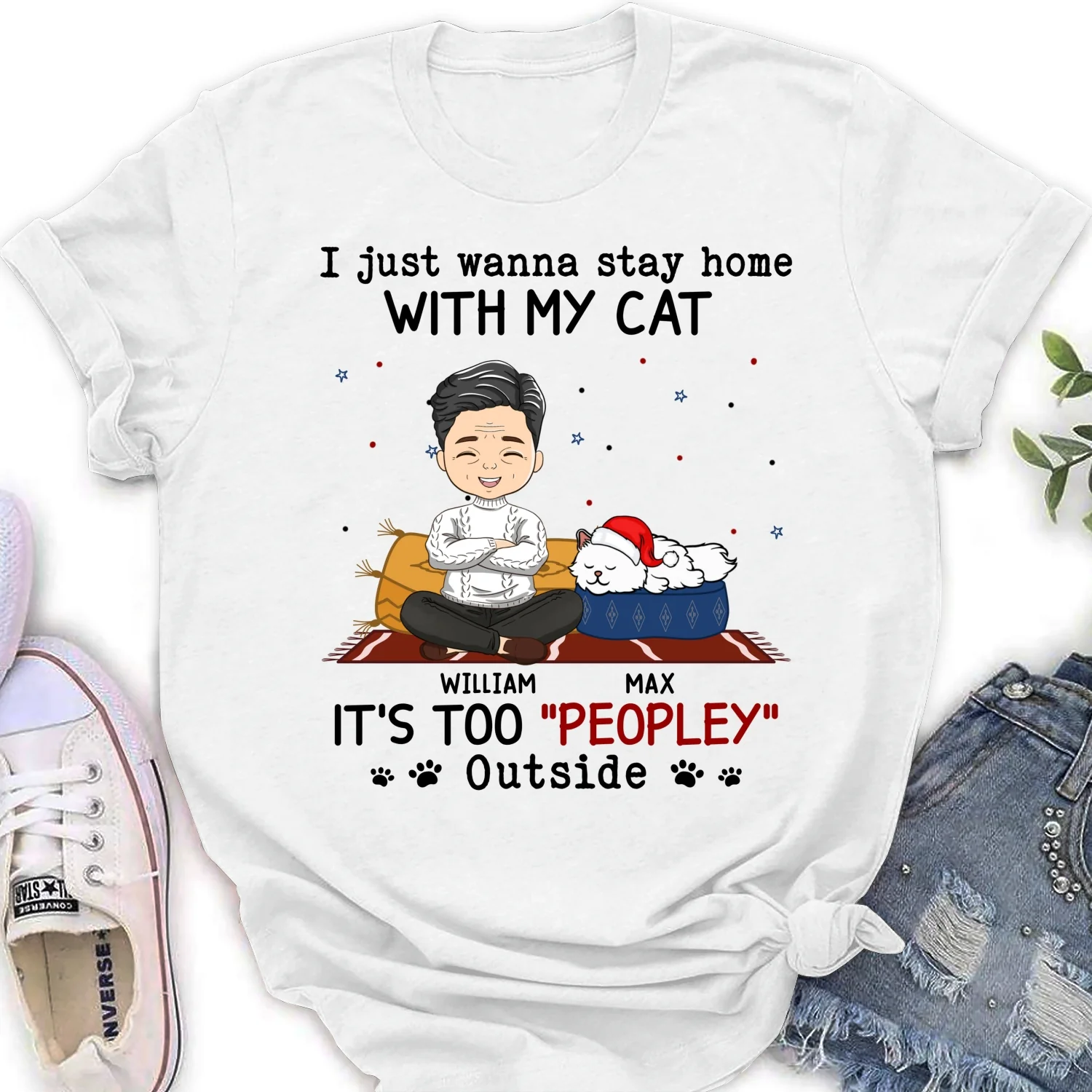 It Is Too Peopley Outside Ver Cat - Personalized Custom Women's T-shirt - Image 6
