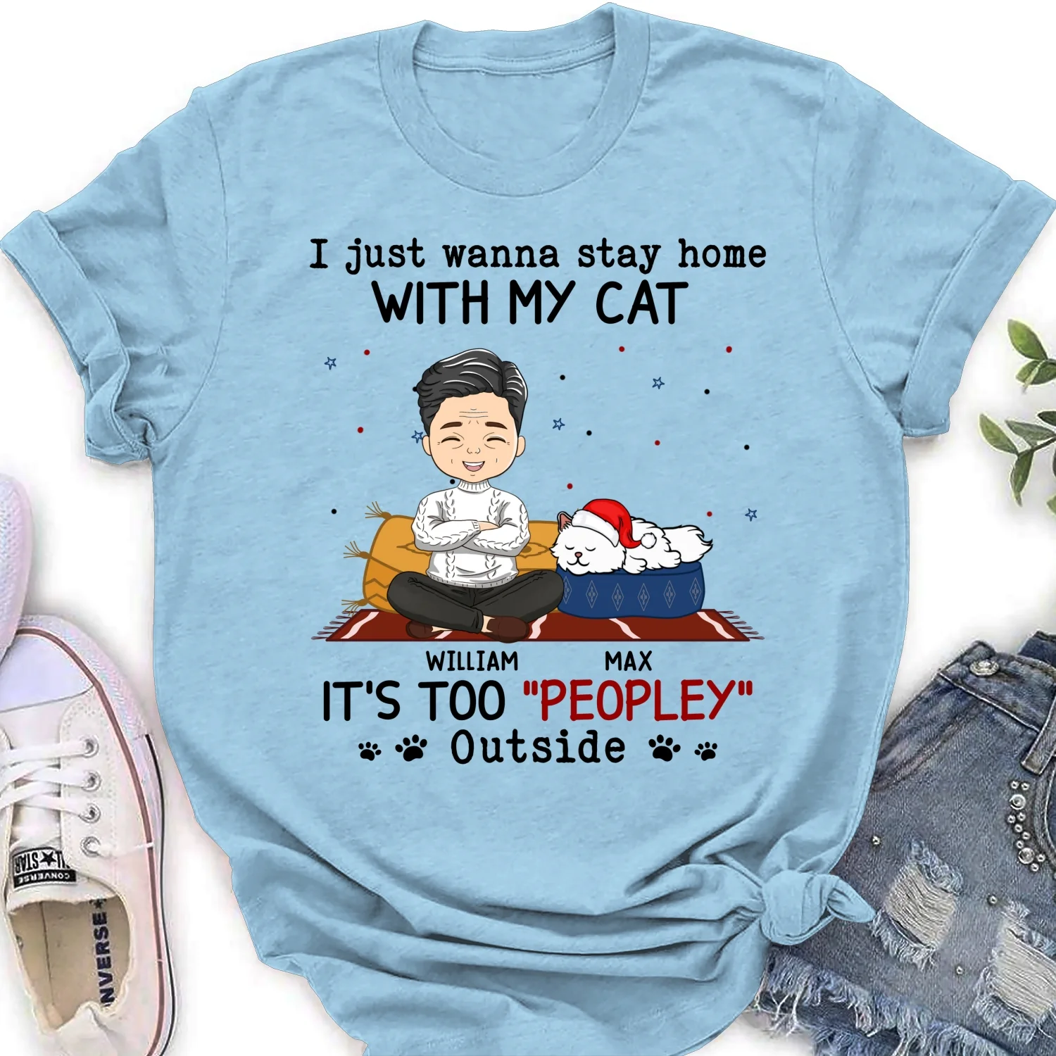 It Is Too Peopley Outside Ver Cat - Personalized Custom Women's T-shirt - Image 8