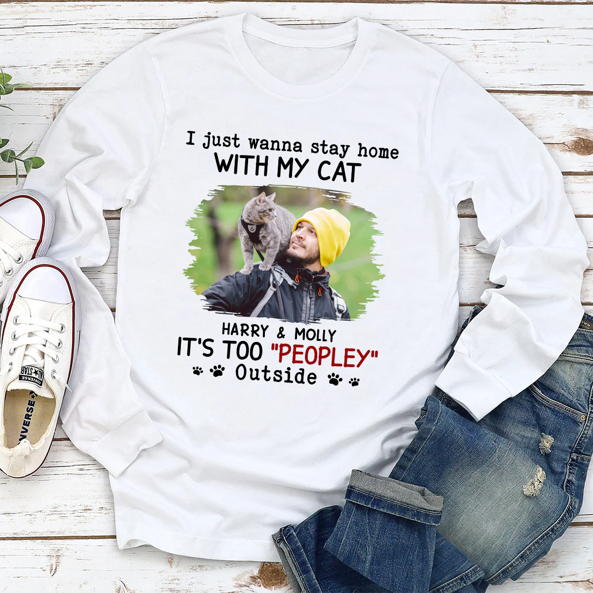 It Is Too Peopley Outside Ver Photo - Personalized Custom Long Sleeve T-shirt - Image 2