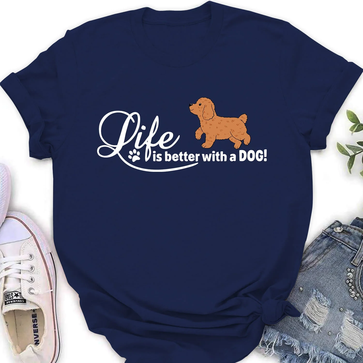It's Better With Dog - Personalized Custom Women's T-shirt - Image 2