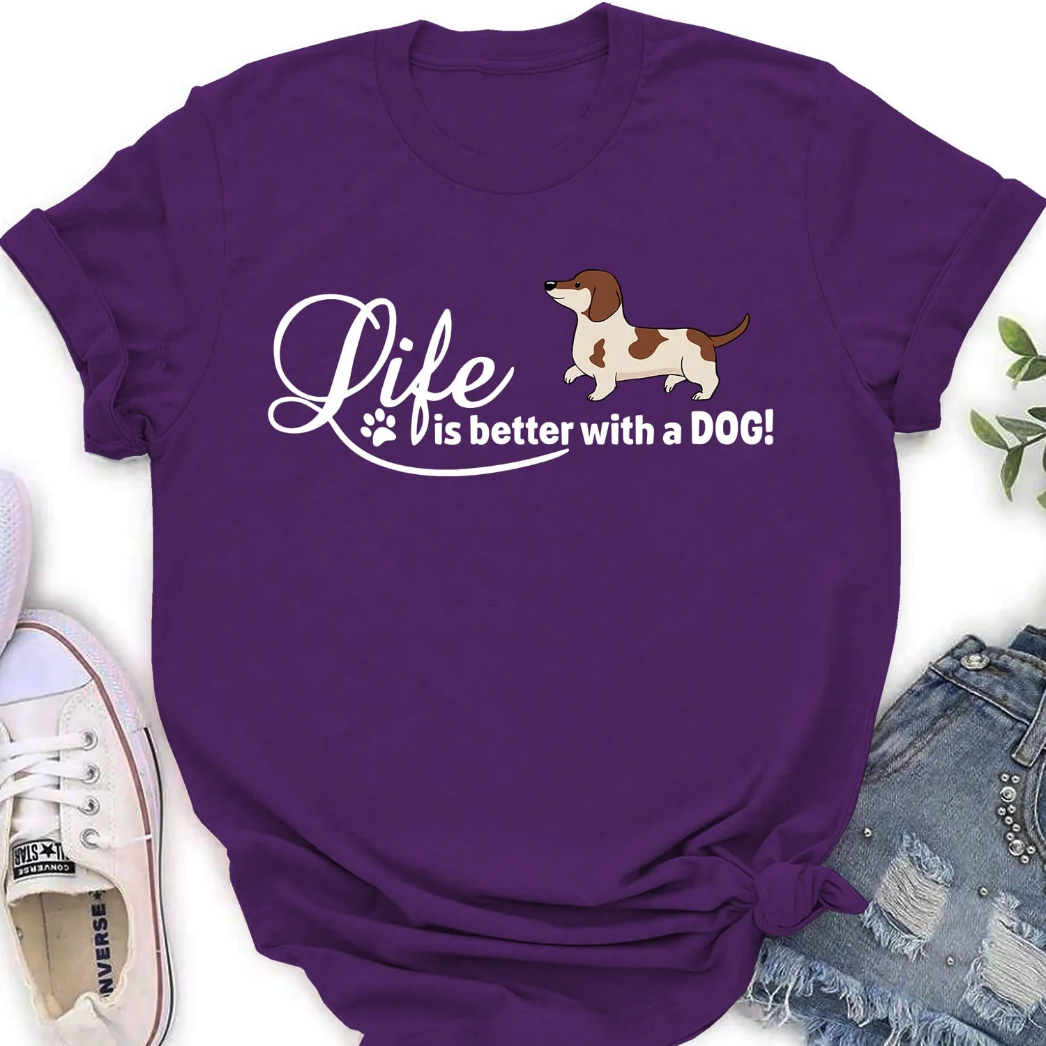 It's Better With Dog - Personalized Custom Women's T-shirt - Image 5