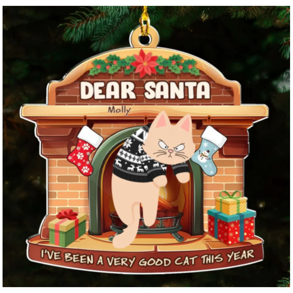 I Have Been Very Good Cat Santa - Personalized Custom Acrylic Ornament - Image 2