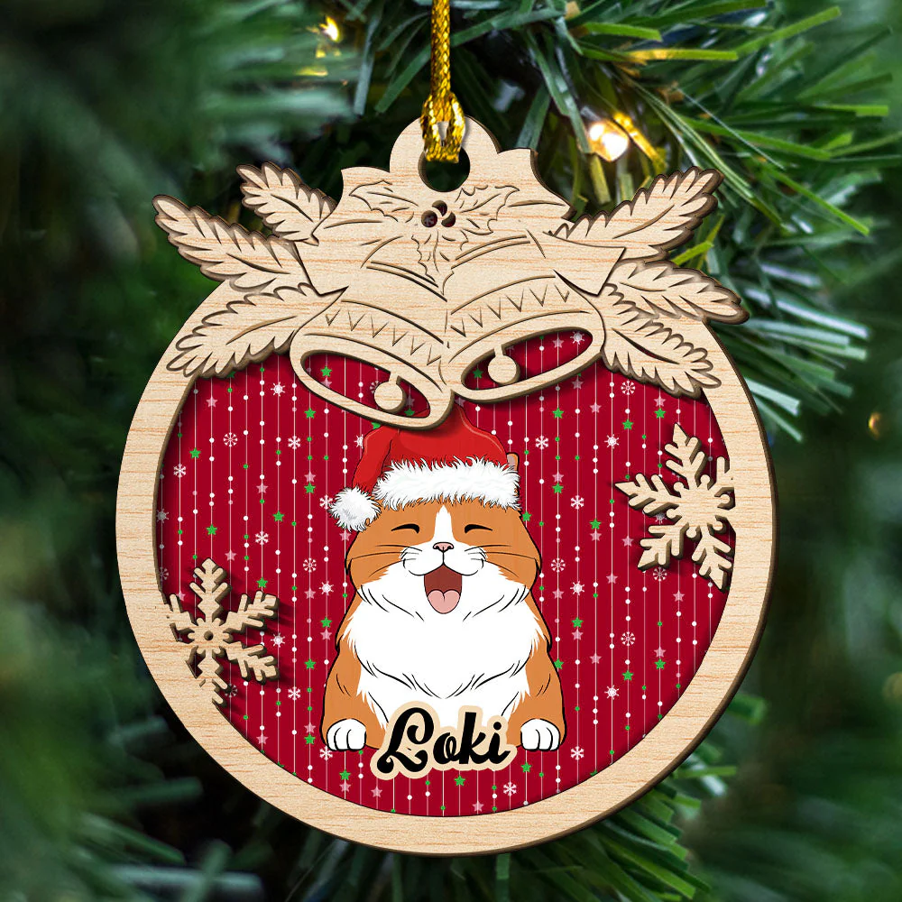 Jingle Bells Pet - Personalized Custom 2-layered Wood Ornament - Image 3