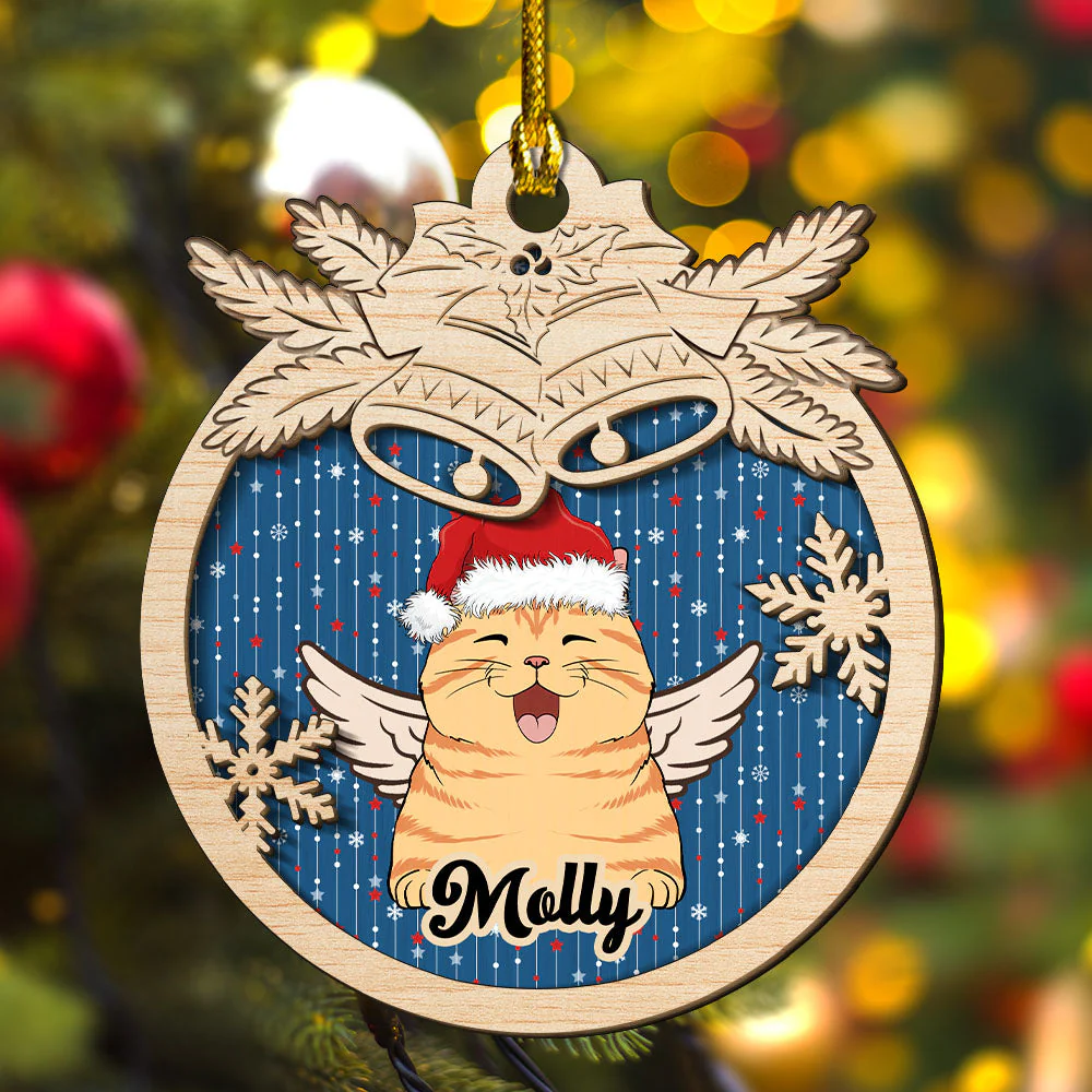 Jingle Bells Pet - Personalized Custom 2-layered Wood Ornament - Image 4